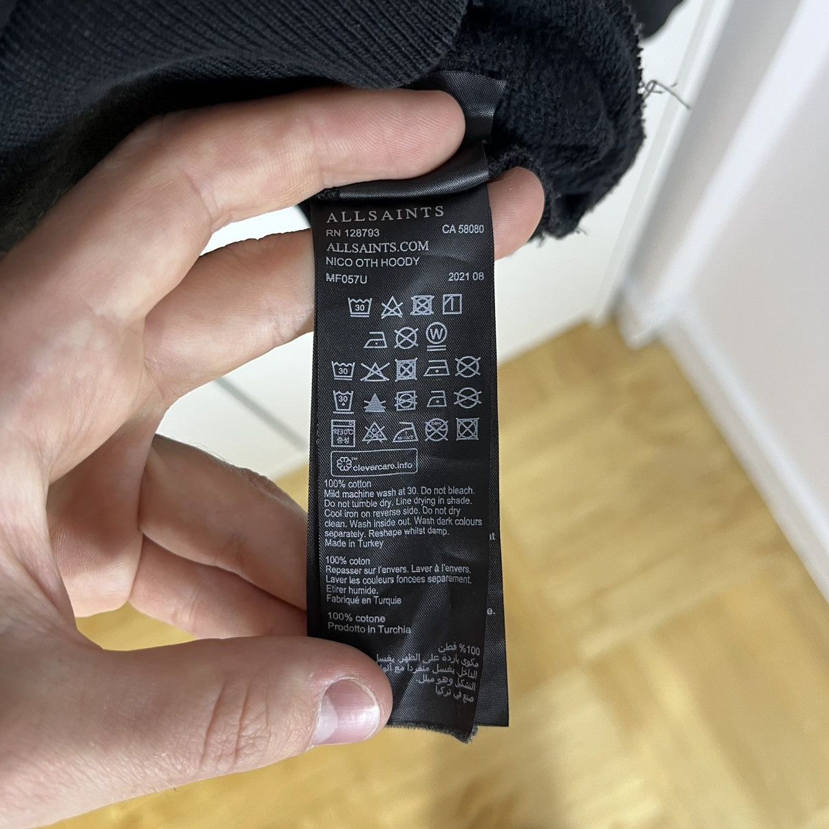 Allsaints Allsaints Big Central Logo Distressed Black Hoodie Y2K Size US L / EU 52-54 / 3 - 6 Thumbnail