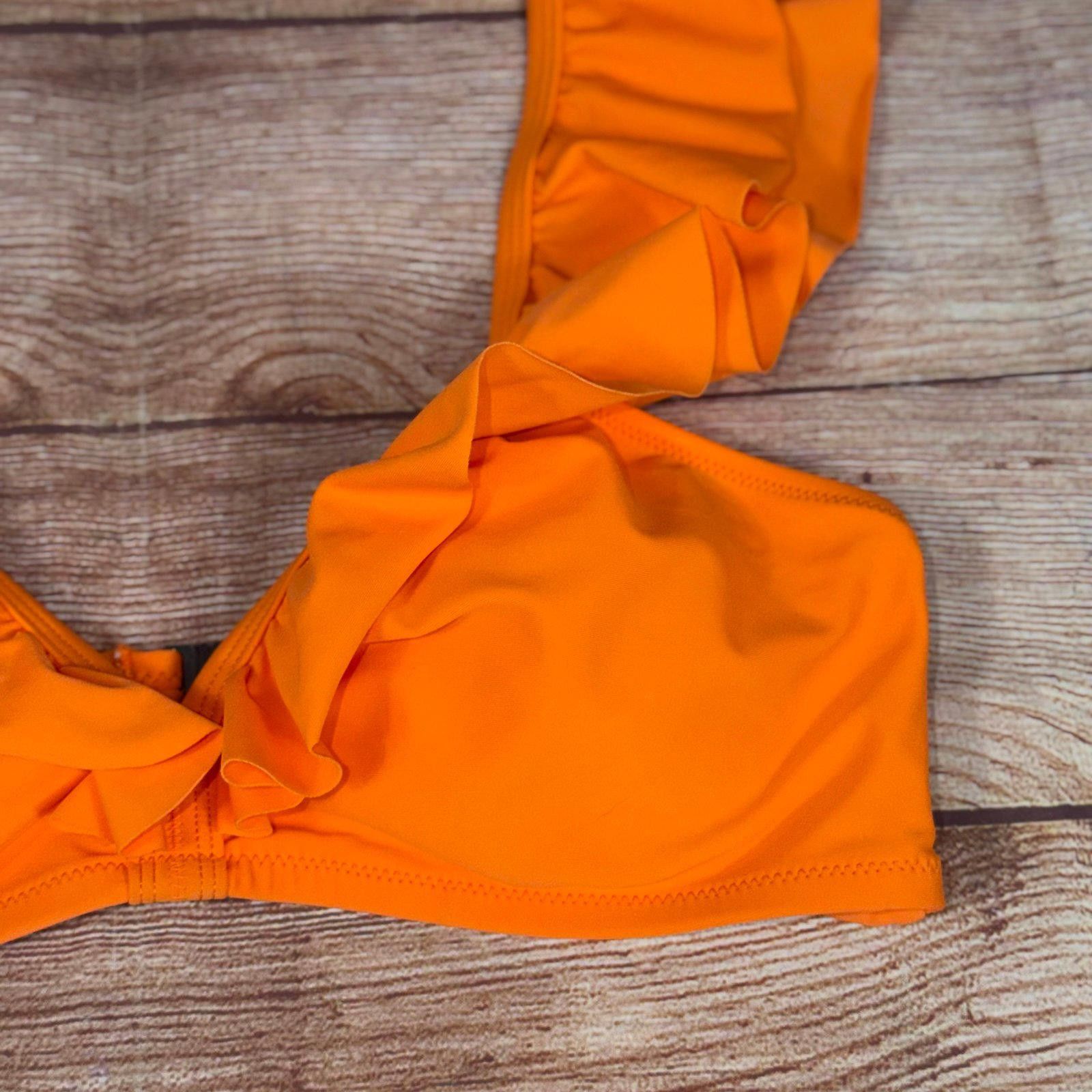 Other Large Orange Ruffled Bikini Top Size ONE SIZE - 3 Thumbnail