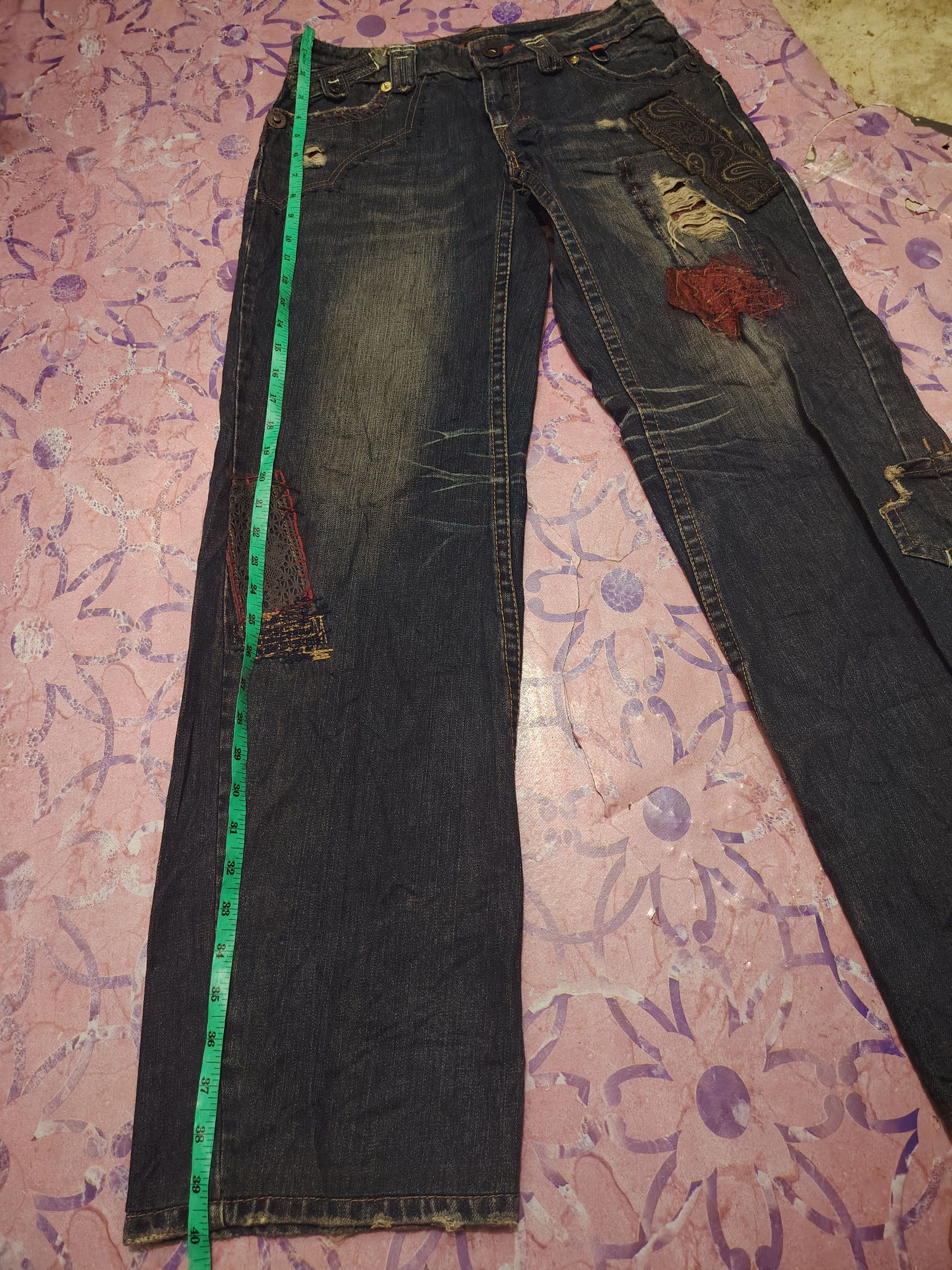 14th Addiction Japanese A6 Jeans Bandana Patchwork design Distressed jeans Size US 30 / EU 46 - 20 Thumbnail