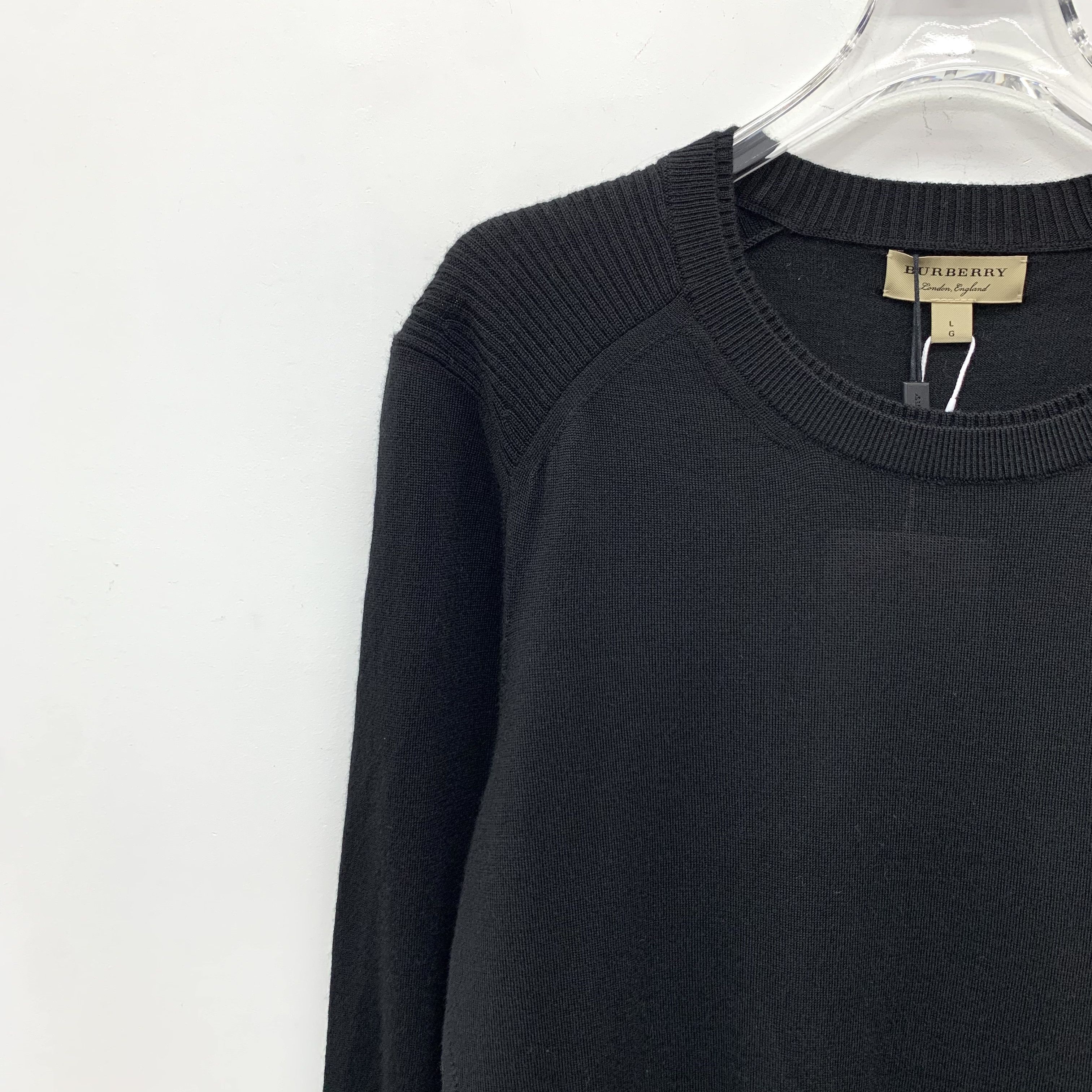 Burberry Burberry Check Panel Wool Knit Sweater Black (L) Size US L / EU 52-54 / 3 - 3 Thumbnail