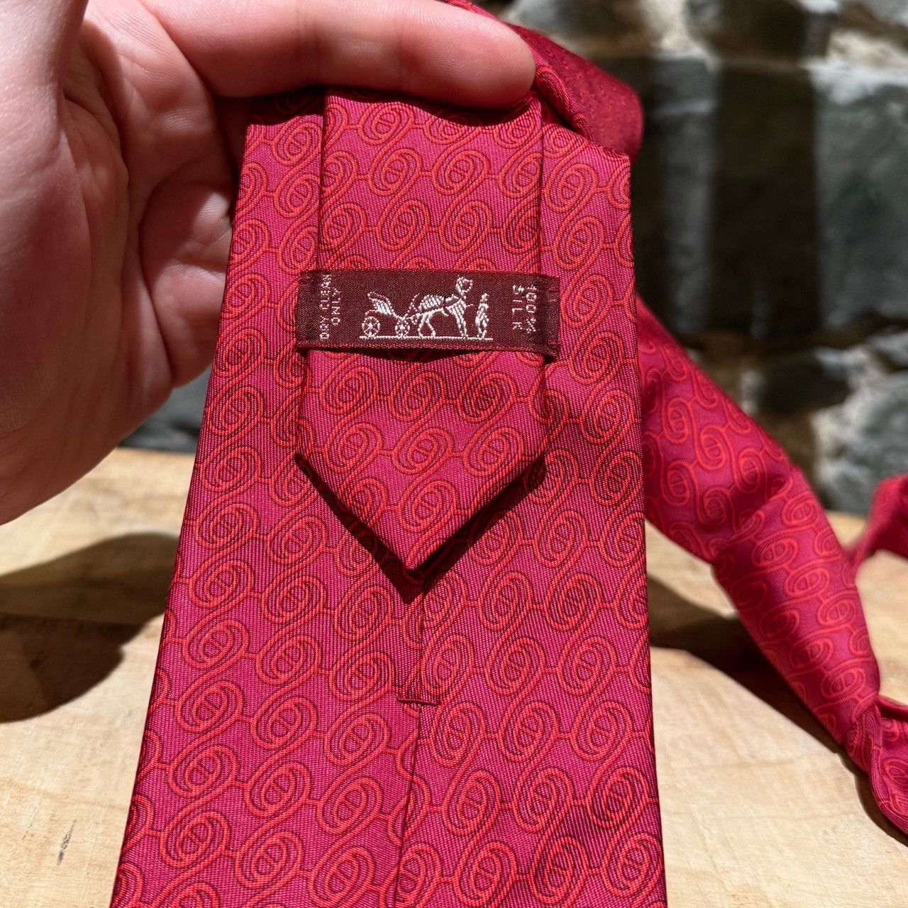 Hermes Hermès Swirl Chaine D'Ancre Red Silk Tie Size ONE SIZE - 4 Thumbnail