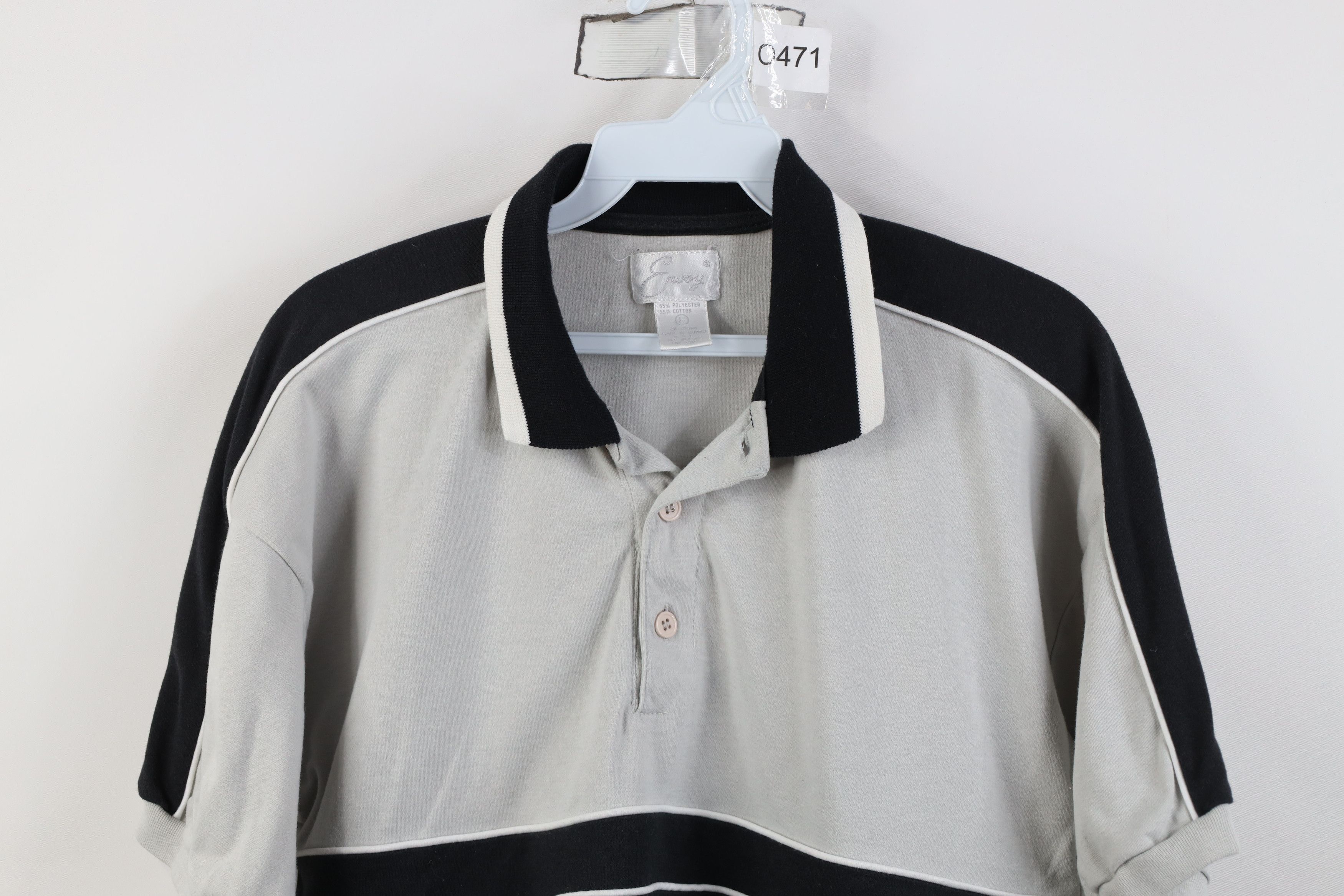 Vintage Vintage 90s Streetwear Striped Pullover Polo Shirt Gray Size L / US 10 / IT 46 - 2 Thumbnail