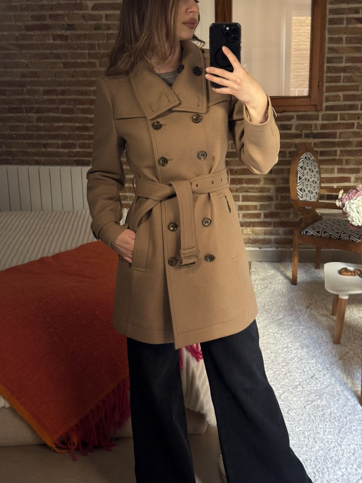 Burberry Burberry Wool Cashmere Belted Coat Beige Size S / US 4 / IT 40 - 8 Thumbnail