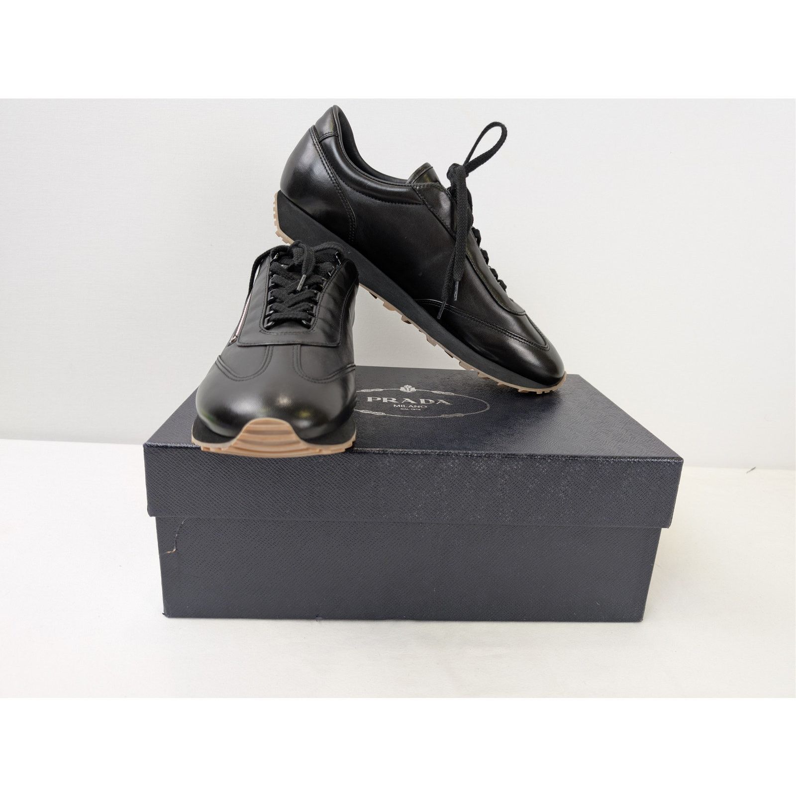 Prada o1rshd1 Leather Sneakers in Black Size US 10.5 / EU 43-44 - 13 Thumbnail