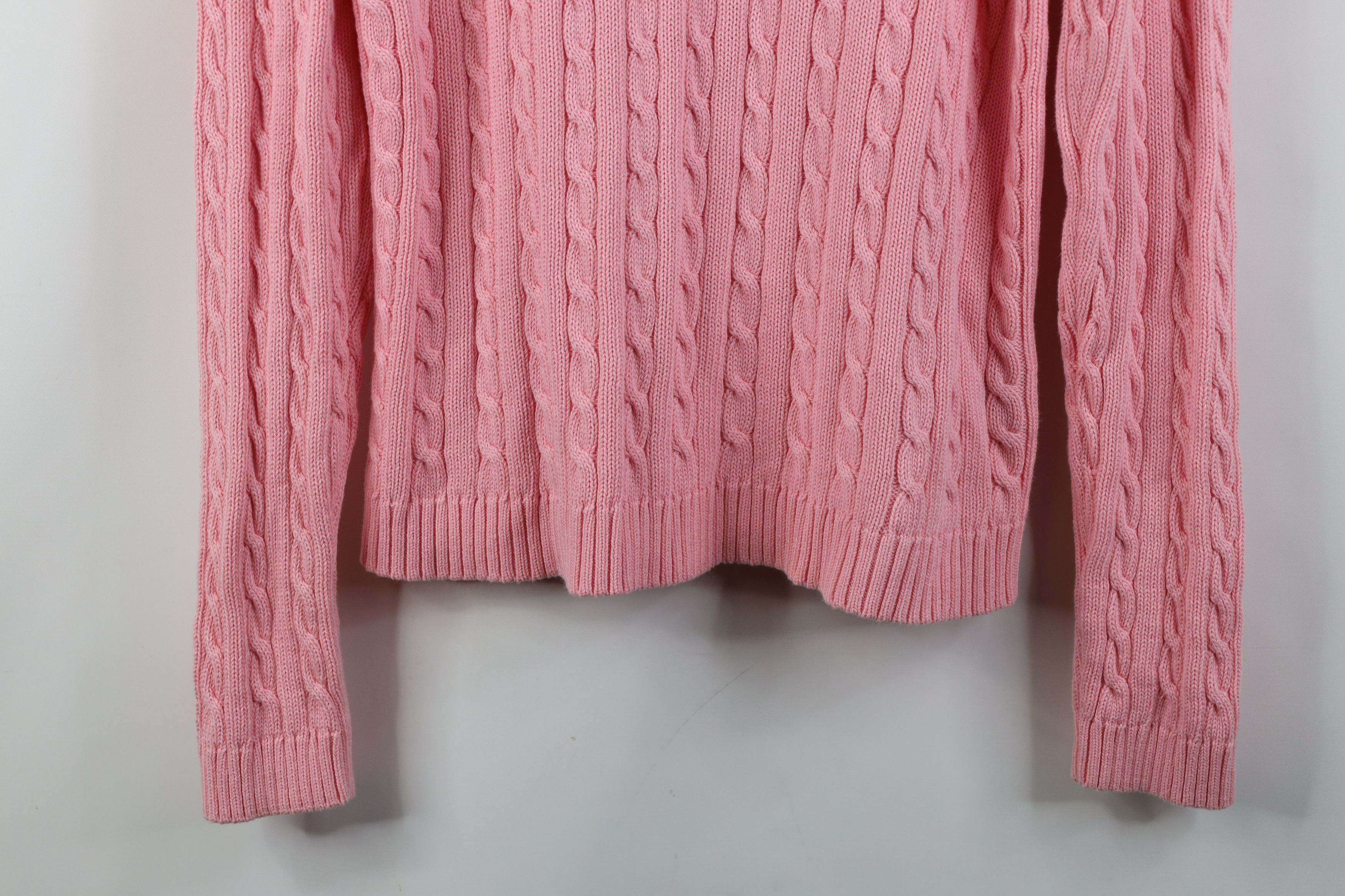 Polo Ralph Lauren Vintage 90s Ralph Lauren Cotton Cable Knit Shawl Sweater Size L / US 10 / IT 46 - 3 Thumbnail