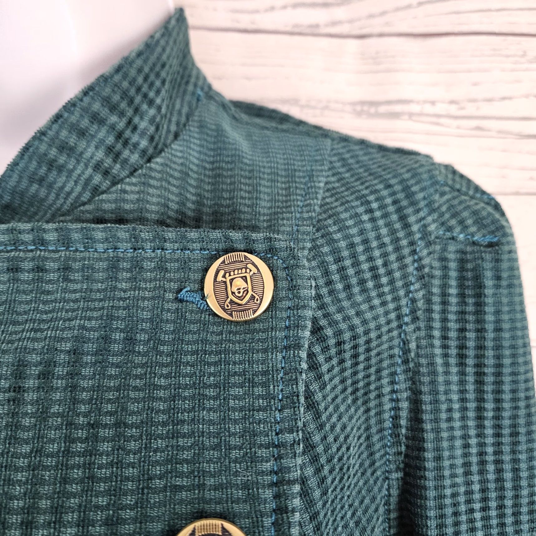 Vintage Cabi Lennon Jacket Womens M Green Teal Military Cotton Blend Jacket Size M / US 6-8 / IT 42-44 - 3 Thumbnail