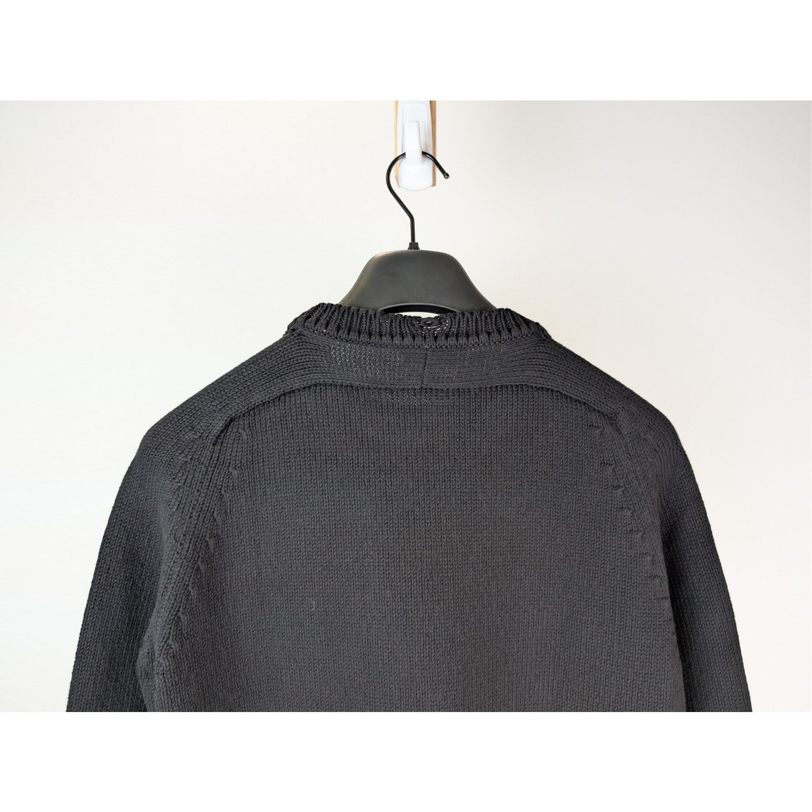 Saint Laurent Paris o1rshd1 Distressed Cotton Knit Crew-Neck Sweater in Black Size US M / EU 48-50 / 2 - 12 Thumbnail