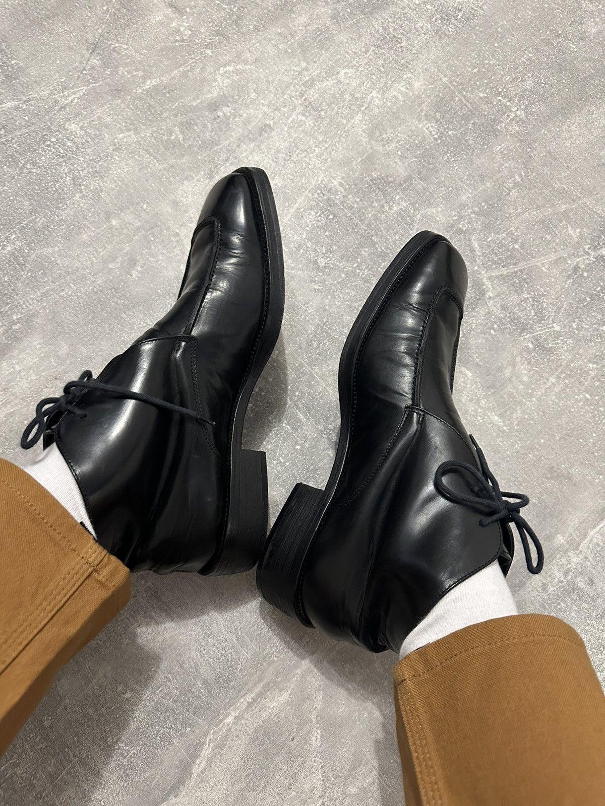 Vintage 80’s Vintage classic square toe leather boots Size US 12 / EU 45 - 13 Thumbnail