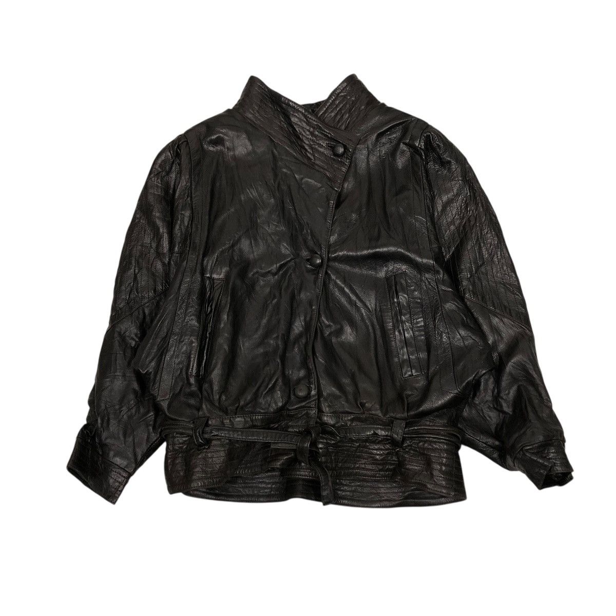 Vintage 🔥CROPPED BONDAGE BIKER LEATHER JACKET SERGE MIKO PARIS Size US M / EU 48-50 / 2 - 1 Thumbnail