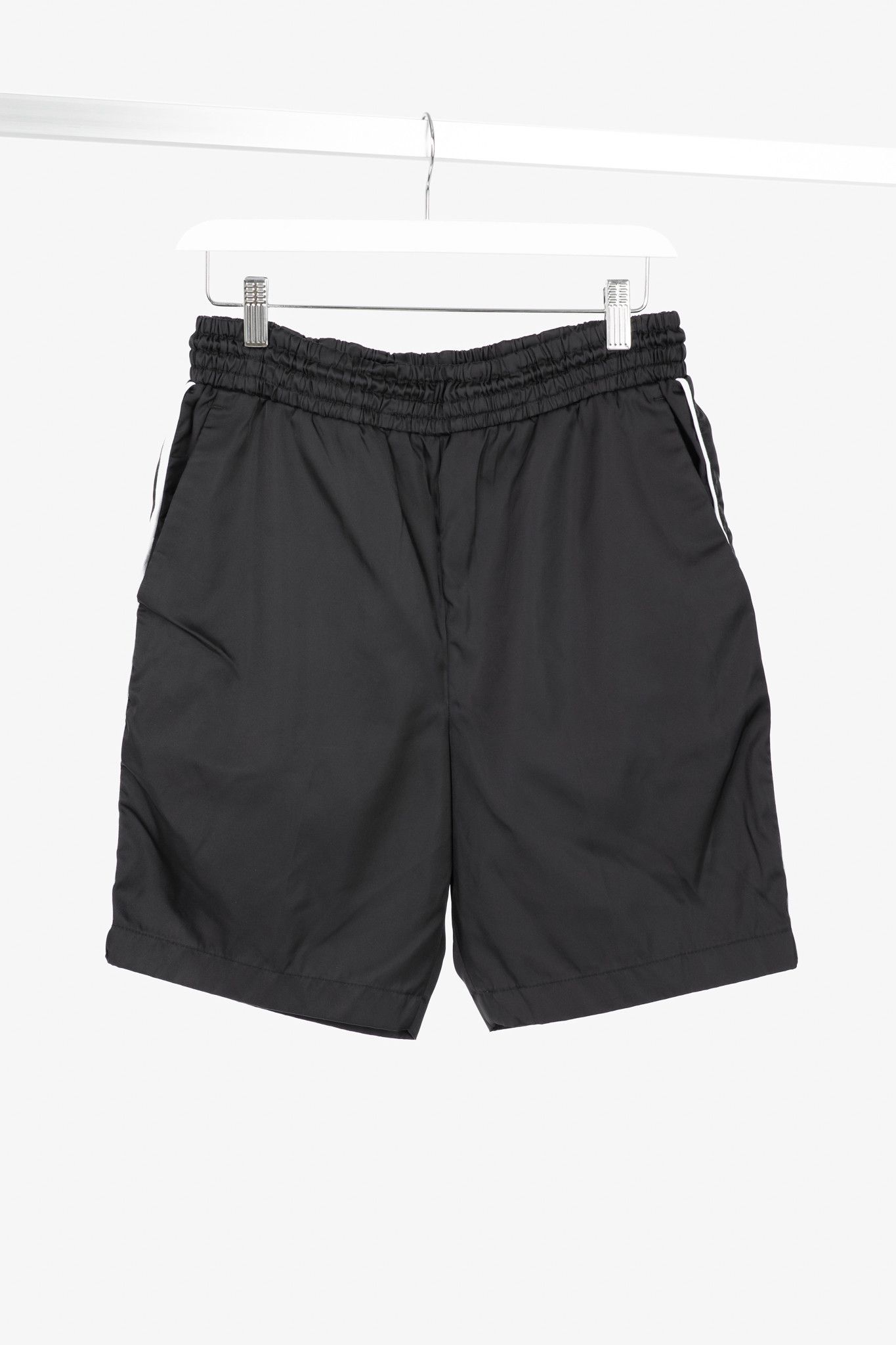 Prada Prada Black Nylon Side-Stripe Logo Drawstring Shorts Size 27" / US 4 / IT 40 - 1 Thumbnail