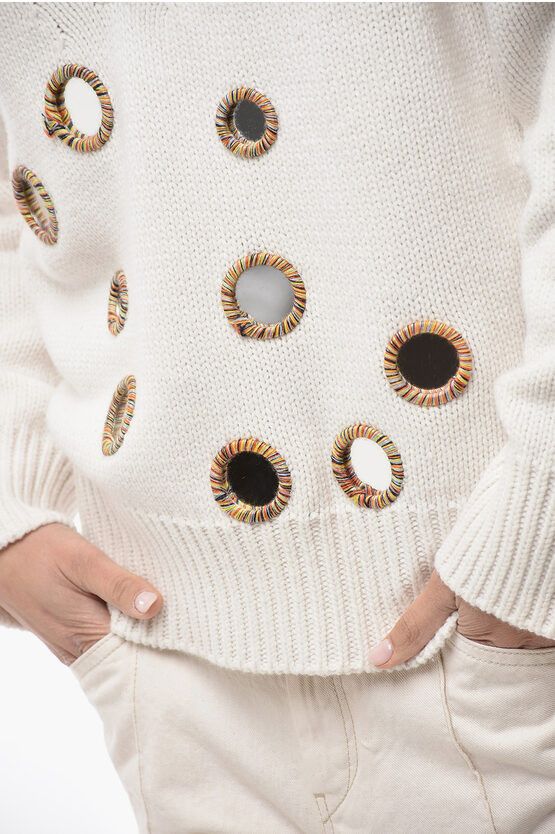 JW Anderson og1mm0624 V Neck Solid Sweater in White Size M / US 6-8 / IT 42-44 - 3 Thumbnail