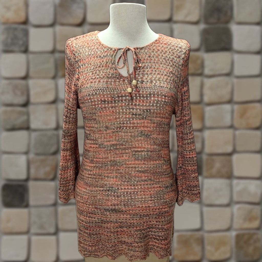 Vintage VINTAGE 99 Jane Street Womens Pullover Knit Sweater Large V-Neck Long Sleeve Salmon Size L / US 10 / IT 46 - 1 Thumbnail