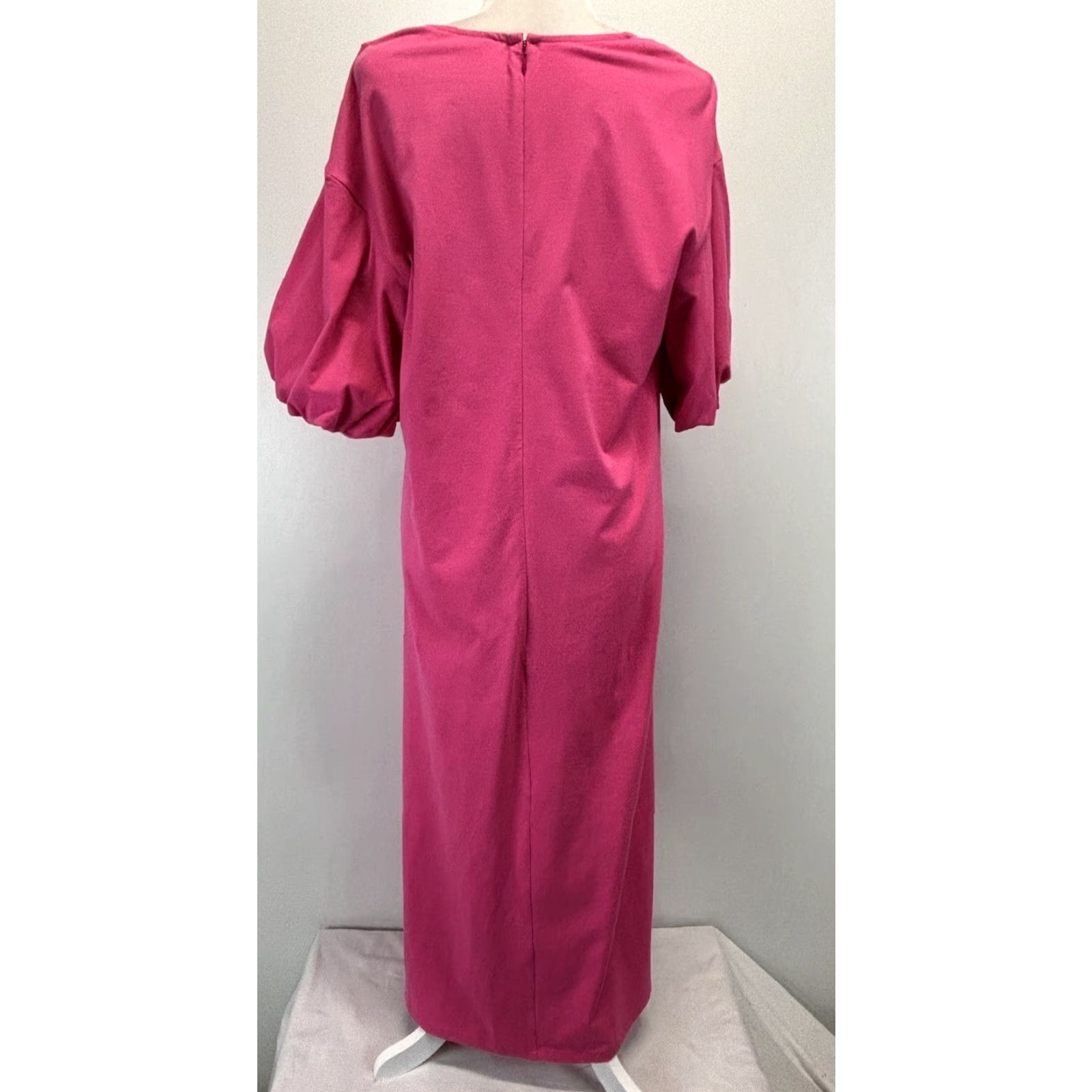 Vintage eShakti Pink Maxi Shift Dress Plus Size 1X 18W Puff Short Sleeve Women's Size 40" / US 18 - 3 Thumbnail