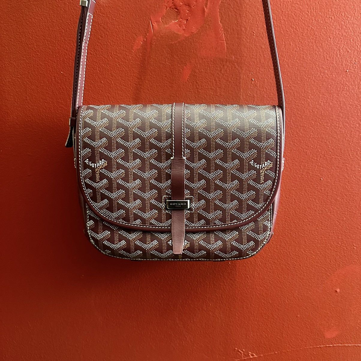 image of Goyard Goyardine Belvedere Pm Messenger Bag in Bordeaux, Men's