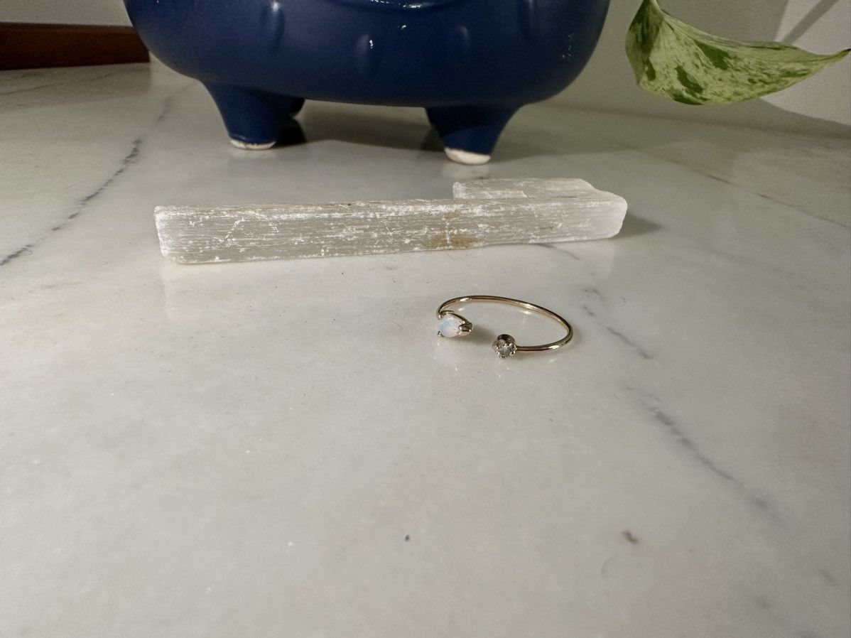 Vintage Estate 14KYG Opal and Diamond Ring, size 7 / 55 Size ONE SIZE - 4 Thumbnail