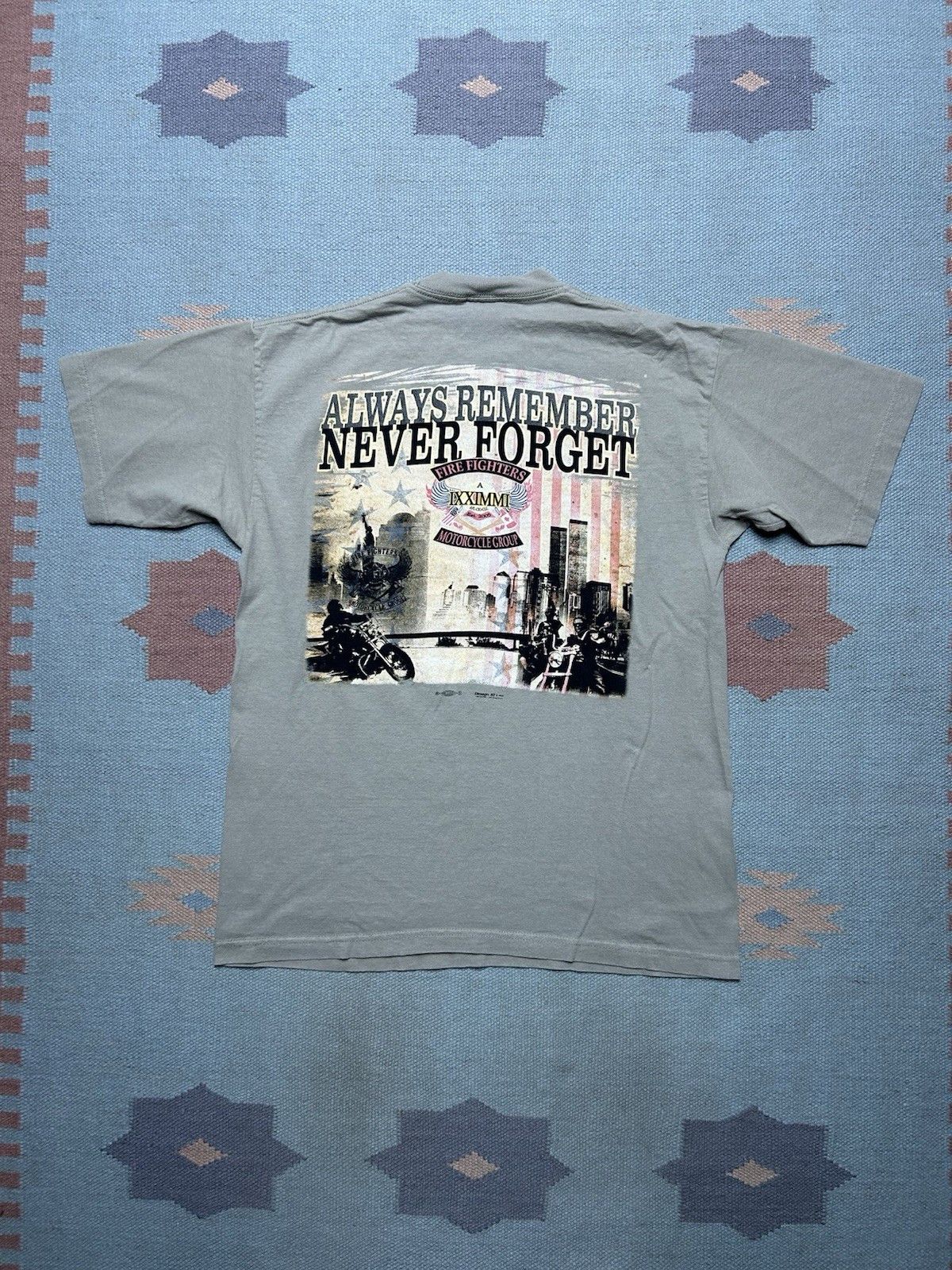 Vintage Vtg t shirt firefighters motorcycle grou twin towers Union L Size US L / EU 52-54 / 3 - 4 Thumbnail