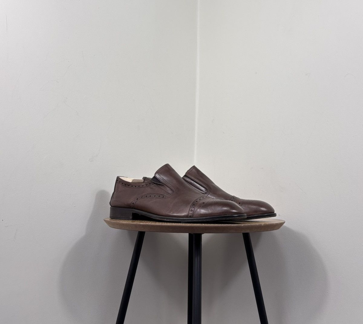 Baldinini Baldinini Men’s Brown Leather Cap Toe Slip On Dress Shoes Size US 12 / EU 45 - 1 Thumbnail