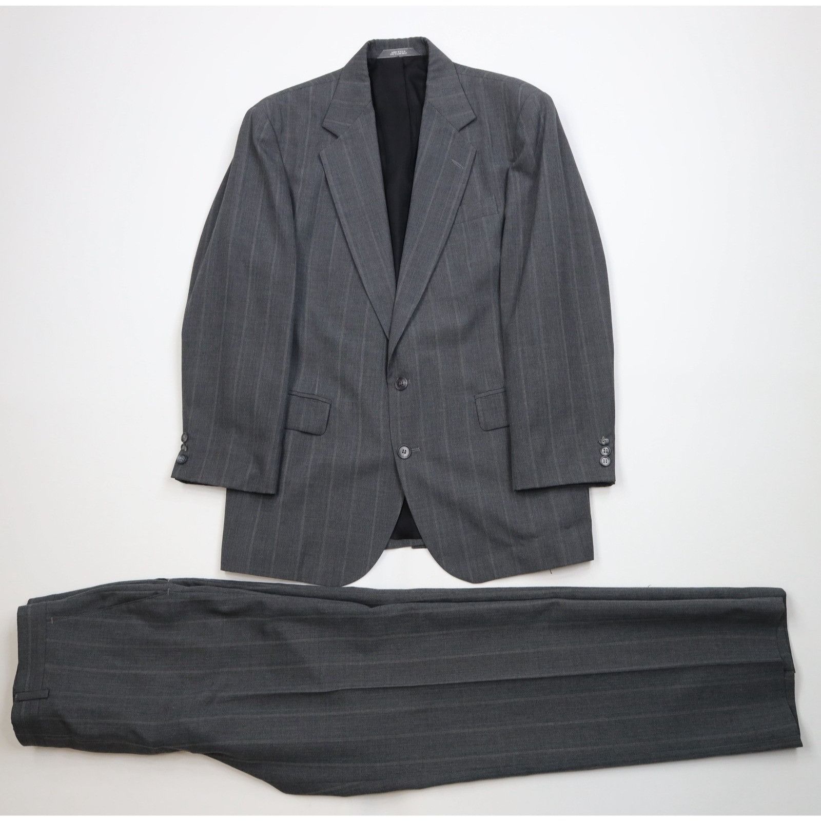 Vintage Vintage 90s Streetwear 2 Piece Wool Suit Wedding Striped Size 40R - 1 Thumbnail