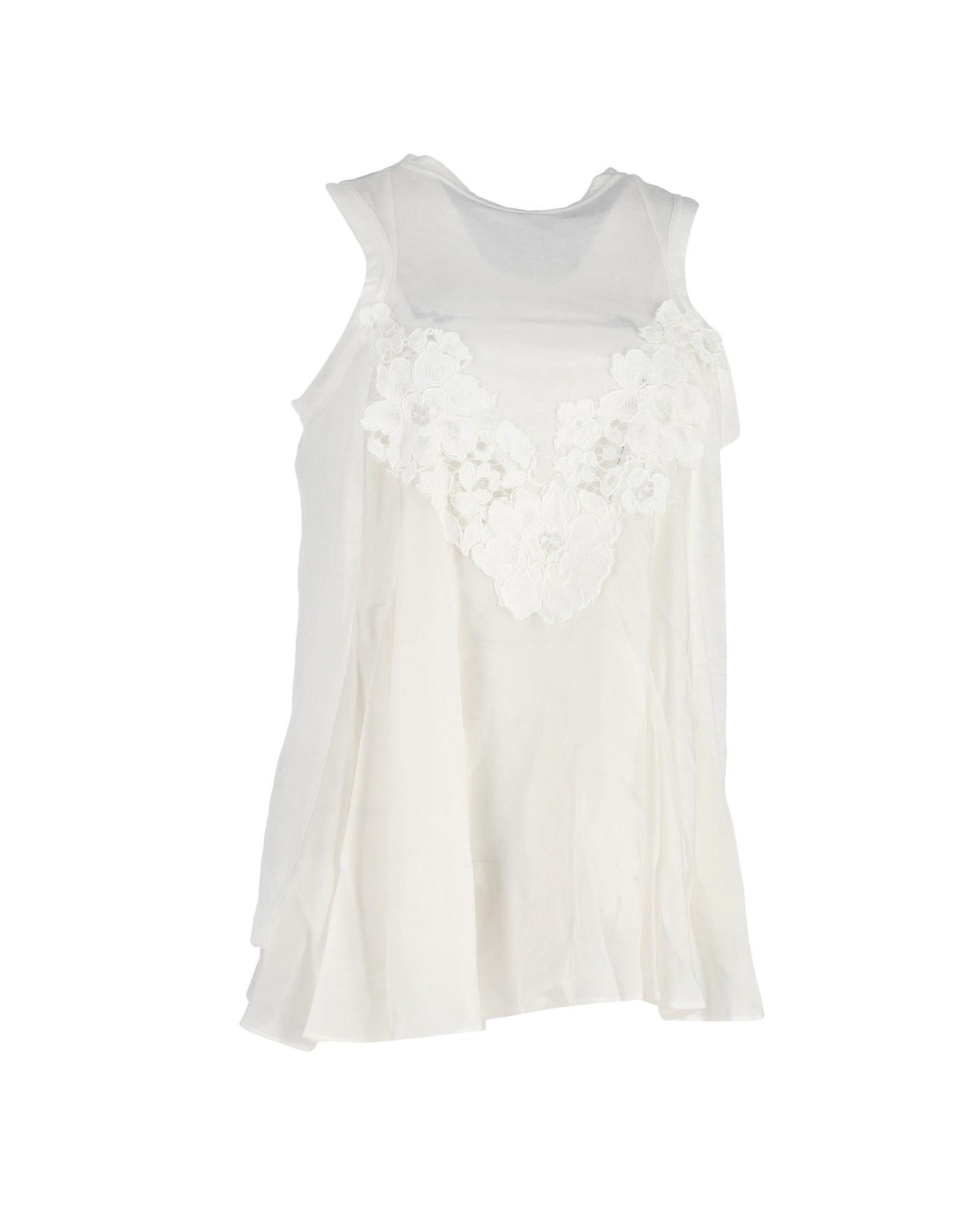 image of Sacai Lace-Trimmed Sleeveless Top In White Linen, Women's (Size XS)