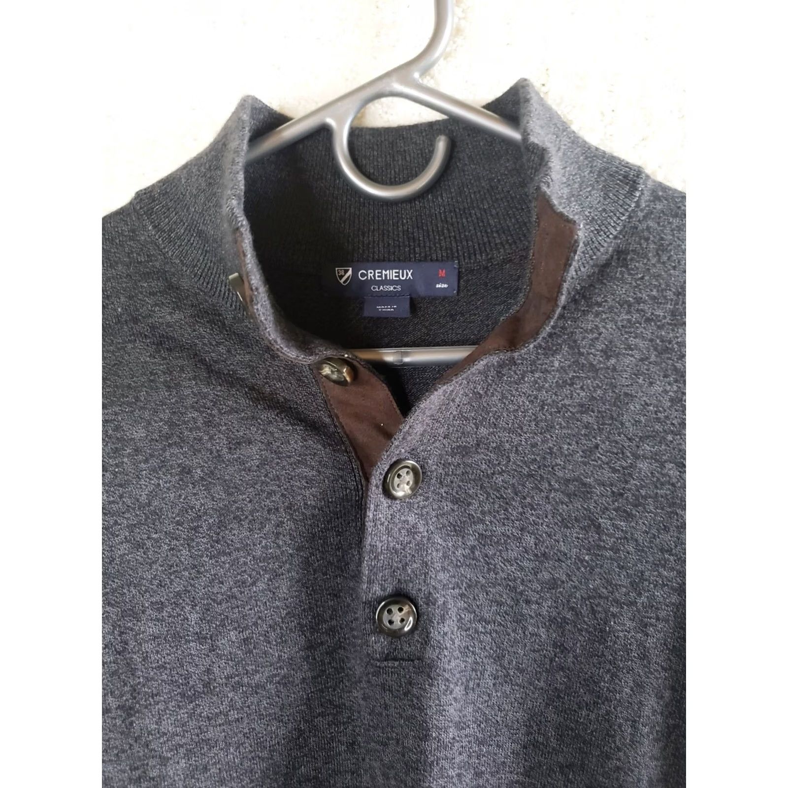 Cremieux Daniel Cremieux Men M Gray Mock Neck 1/4 Button Sweater Shirt Pullover Knit Long Sleeve Button Neckline Cable Size US M / EU 48-50 / 2 - 6 Thumbnail