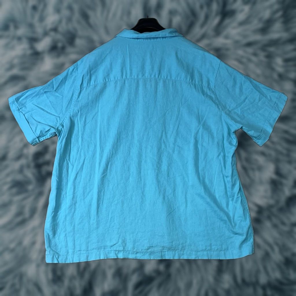 Vintage Cafe Luna Shirt Men's 2XL Short Sleeve Button-Up Linen Blend Blue with Pockets Size US XXL / EU 58 / 5 - 1 Thumbnail
