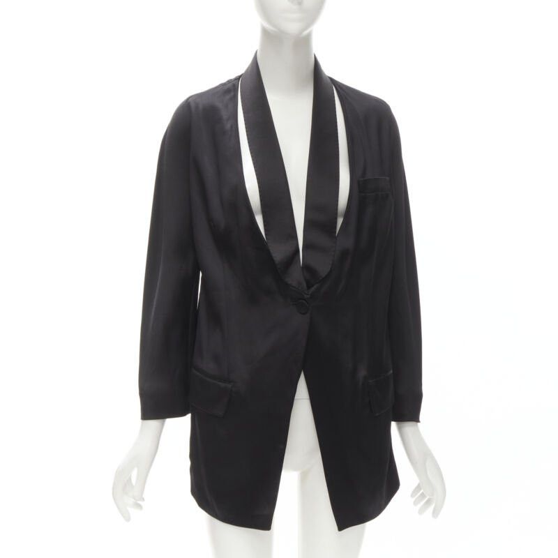 Givenchy GIVENCHY Riccardo Tisci silk black cut out collar kimono robe blazer FR34 XS Size XS / US 0-2 / IT 36-38 - 1 Thumbnail