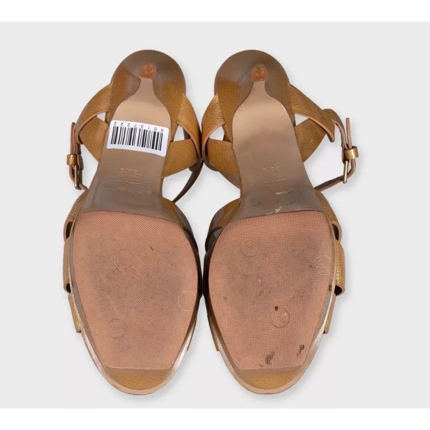 Saint Laurent Paris Saint Laurent Tribute Gold Leather Sandals - Sz. 38.5 Size US 7.5 / IT 37.5 - 5 Thumbnail