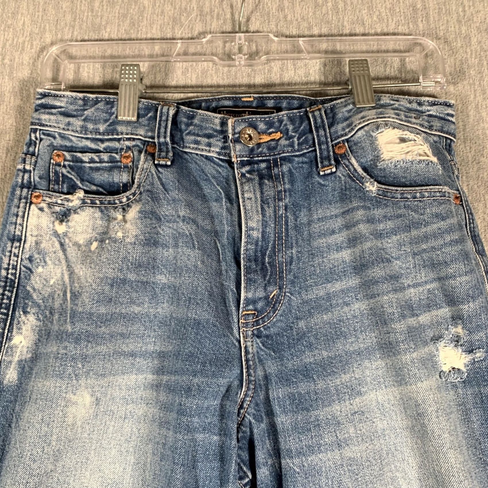 Abercrombie & Fitch Abercrombie & Fitch Jeans Womens 28x27 Blue High Rise Girlfriend Distressed Jeans Size 28" / US 6 / IT 42 - 6 Thumbnail
