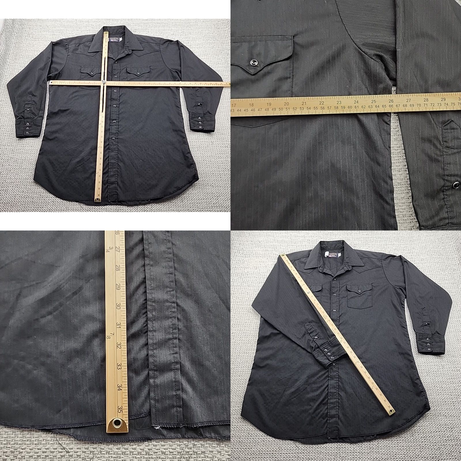 Vintage VINTAGE Panhandle Slim Pearl Snap Shirt 18-36 Black Striped Western USA Made Cowboy Shirt Mens Regular 100% Cotton Size US XXL / EU 58 / 5 - 8 Thumbnail