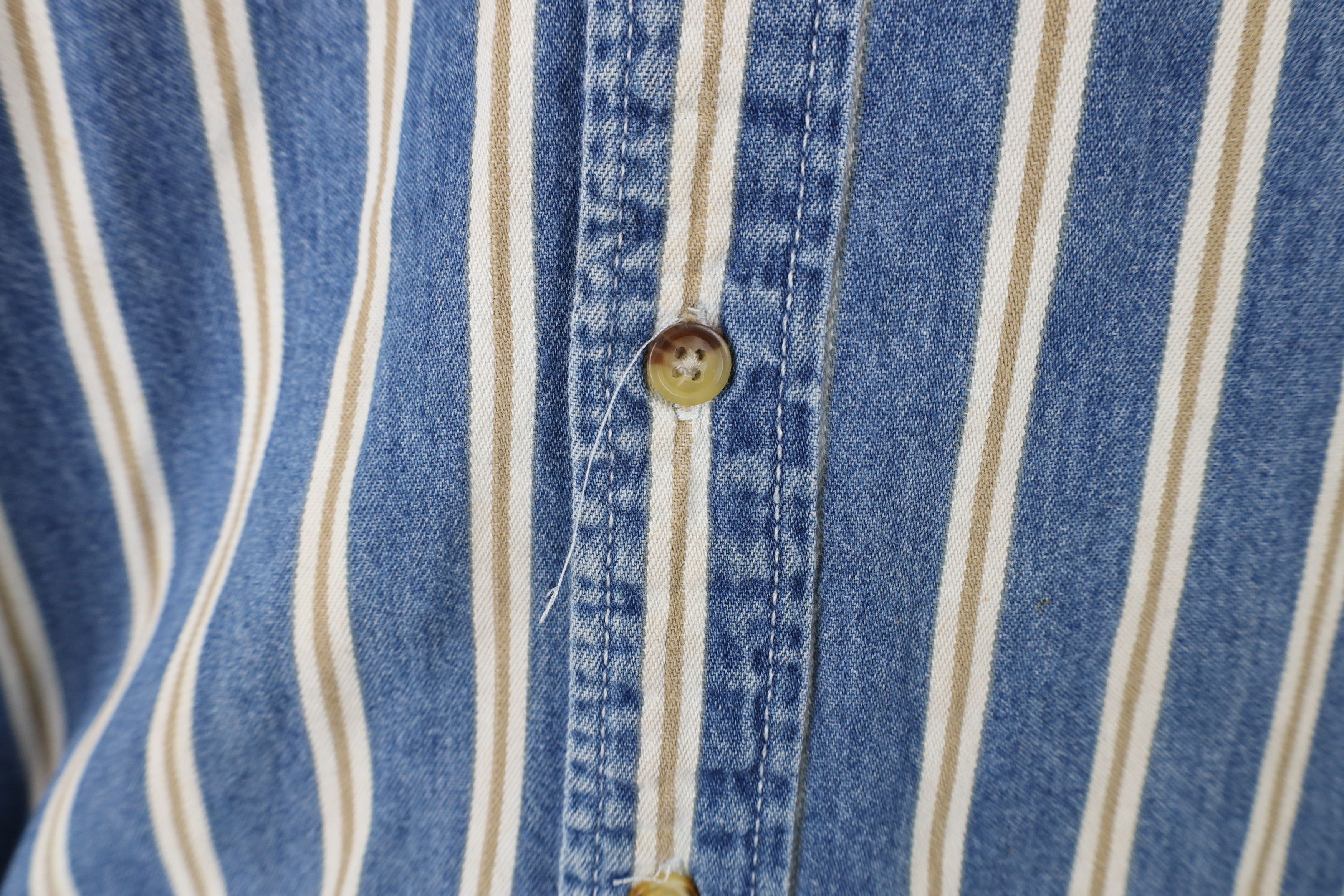 Vintage Vintage 90s Streetwear Striped Denim Jean Button Down Shirt Size US M / EU 48-50 / 2 - 5 Thumbnail