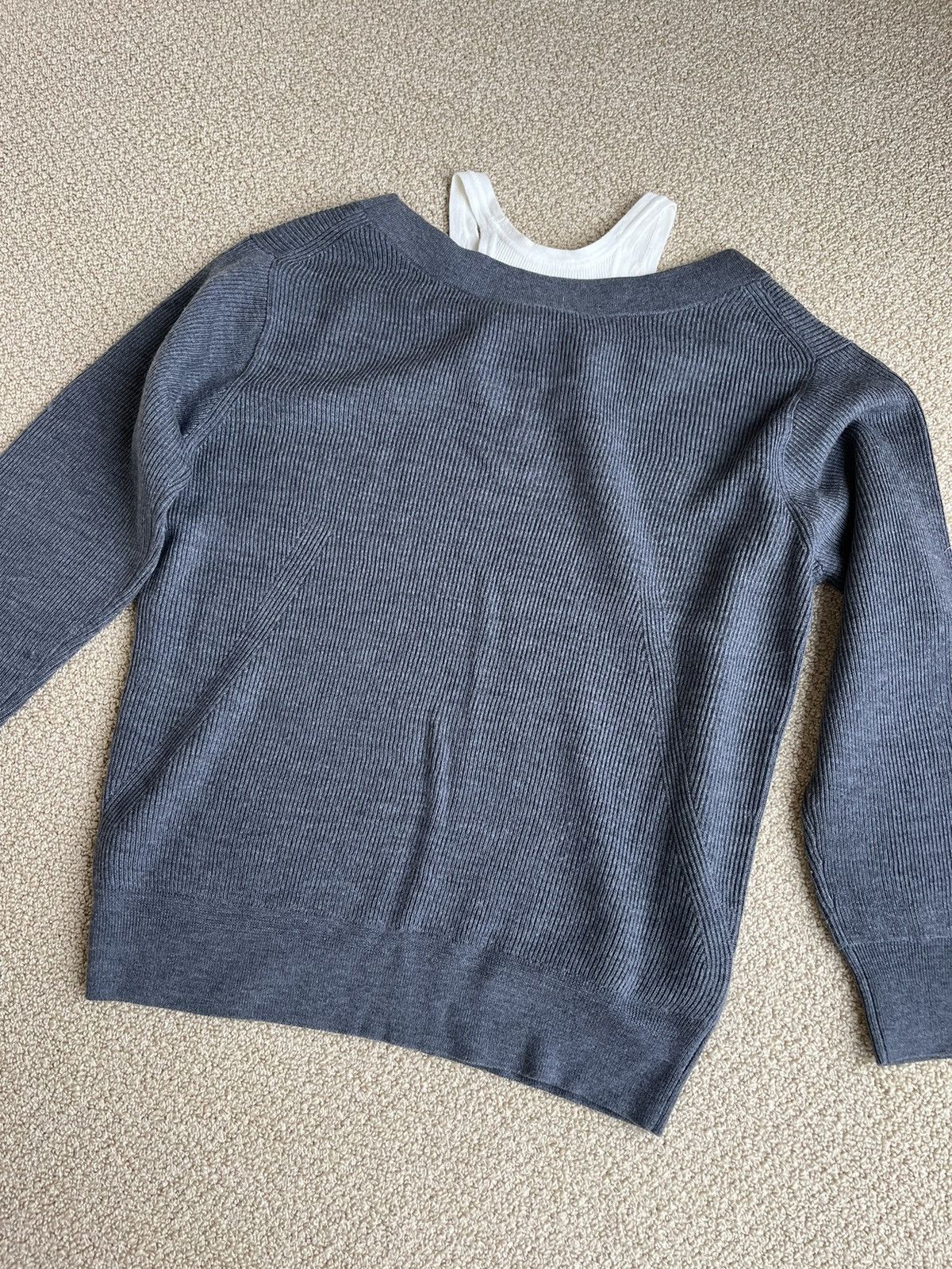 Rubbed Off-Shoulder Wool Sweater With Tank
