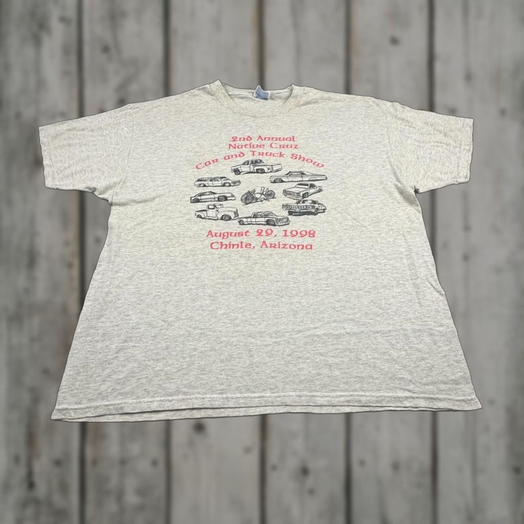 Hanes Vintage Native Cruz Car Truck Show Shirt Mens XL Gray Chinle Arizona 1998 90s Size US XL / EU 56 / 4 - 1 Thumbnail