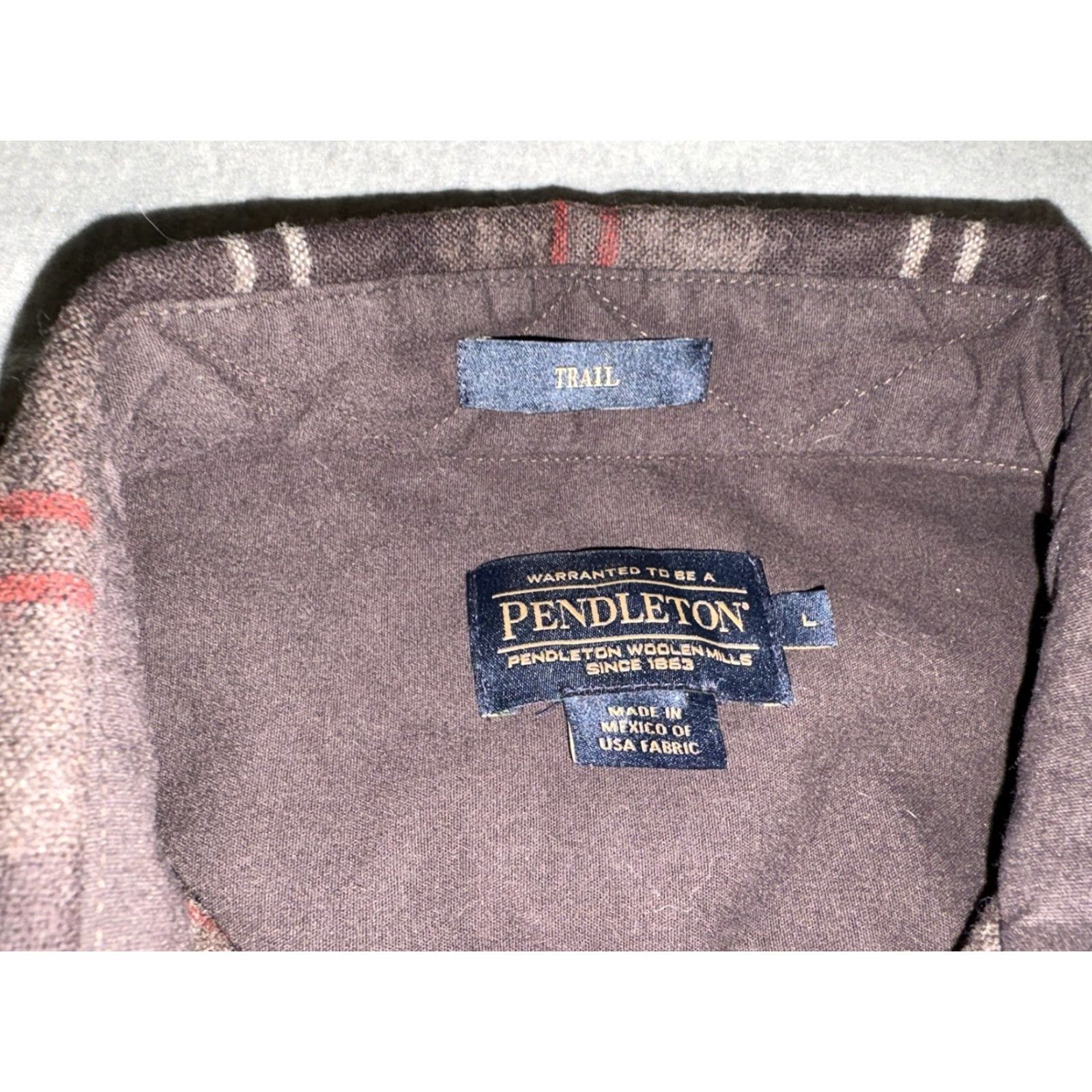 Pendleton Pendleton Shirt Long Sleeve Wool Plaid Button Brown Large Mens Size US L / EU 52-54 / 3 - 2 Thumbnail