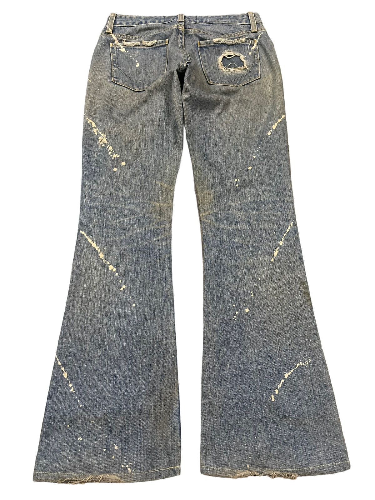 Hysteric Glamour Vintage Japanese Mud Wash Distress Paint Splatter Flare Jean Size 27" / US 4 / IT 40 - 2 Thumbnail
