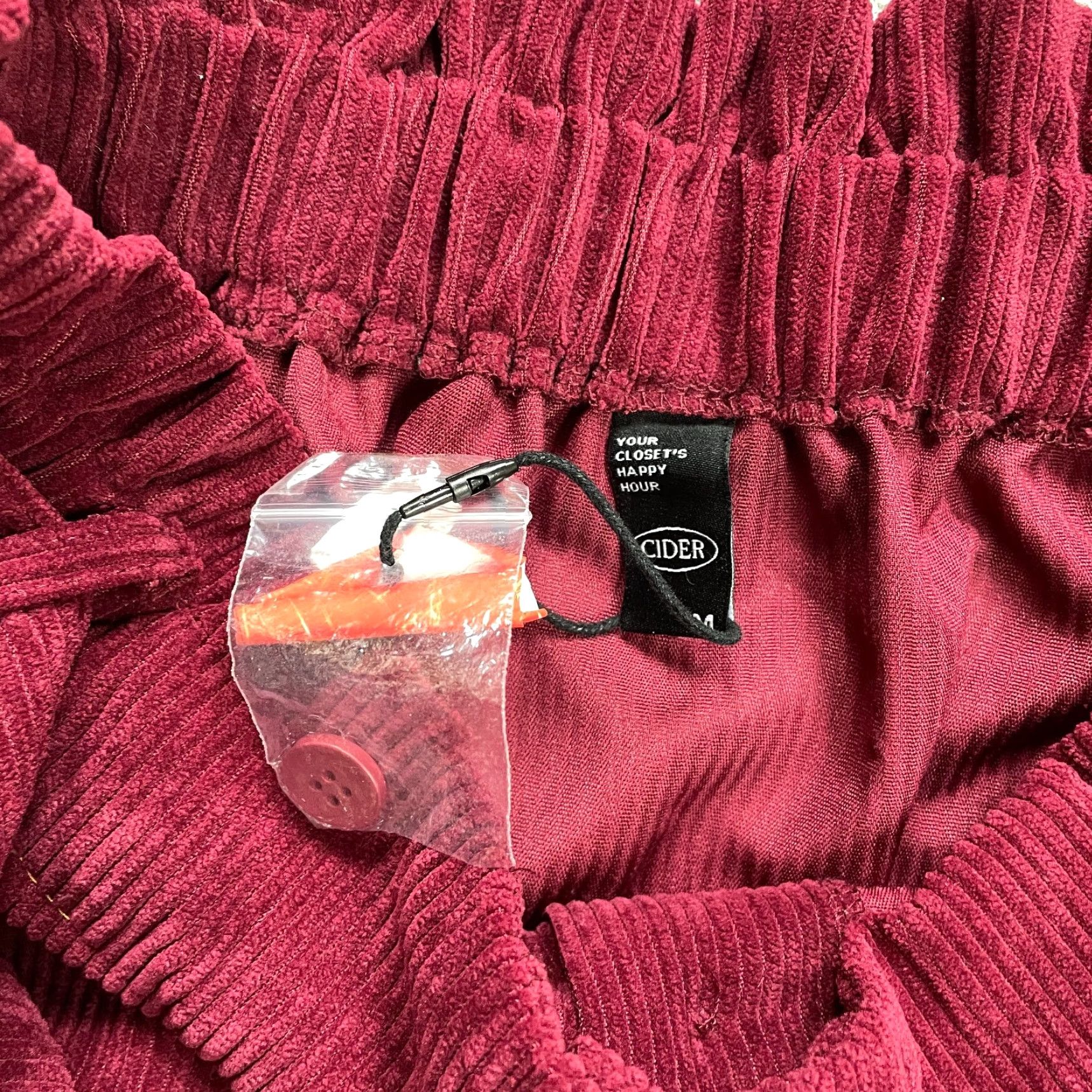 Cider Cider Brand Corduroy Skirt Mini Down Button Belted Red W30 Medium NWOT New Womens Size 32" / US 10 / IT 46 - 4 Thumbnail