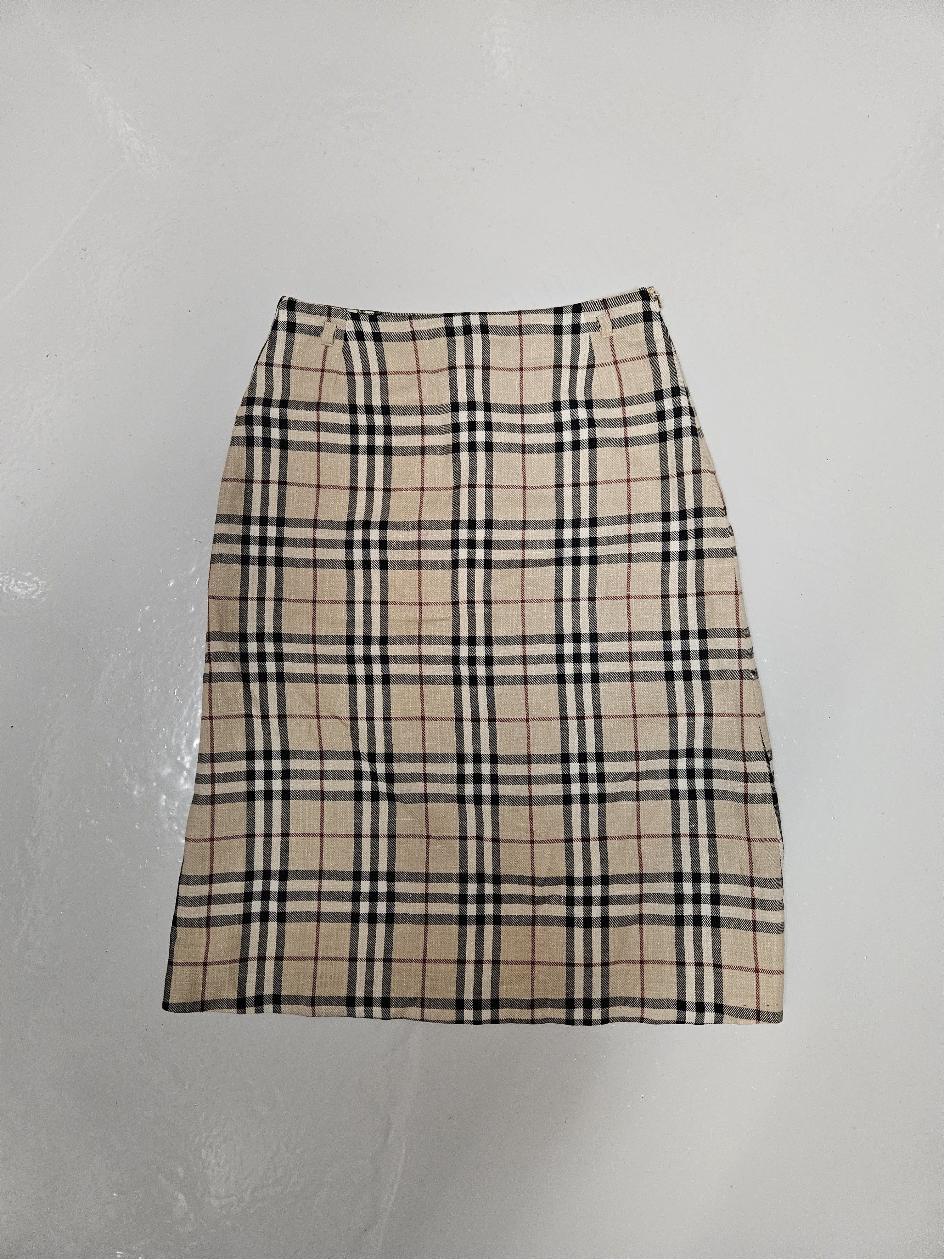 Vintage y2k burberry nova check wool and linen skirt