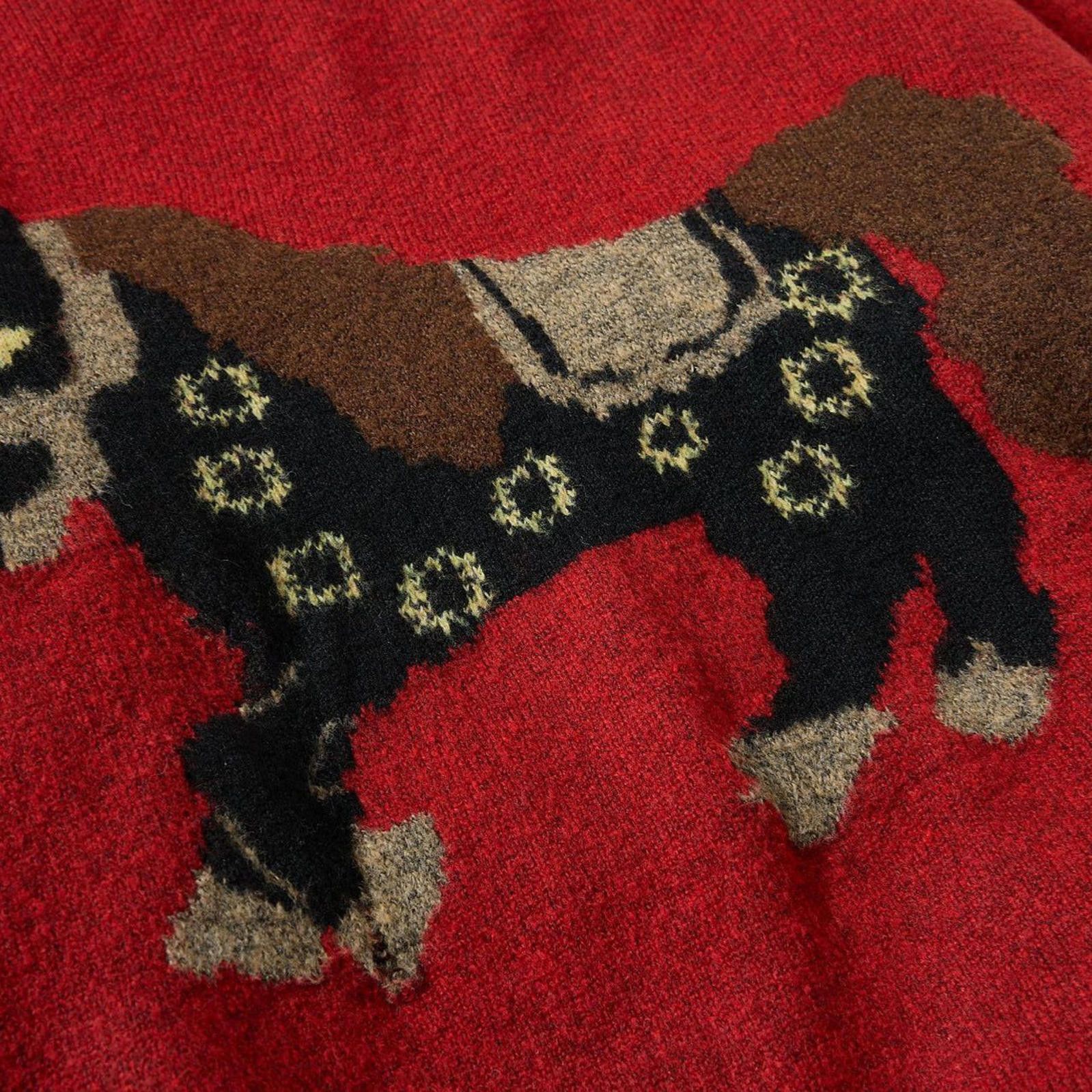 Other Red Wool Crewneck Sweater with Horse Motif Size US M / EU 48-50 / 2 - 8 Thumbnail