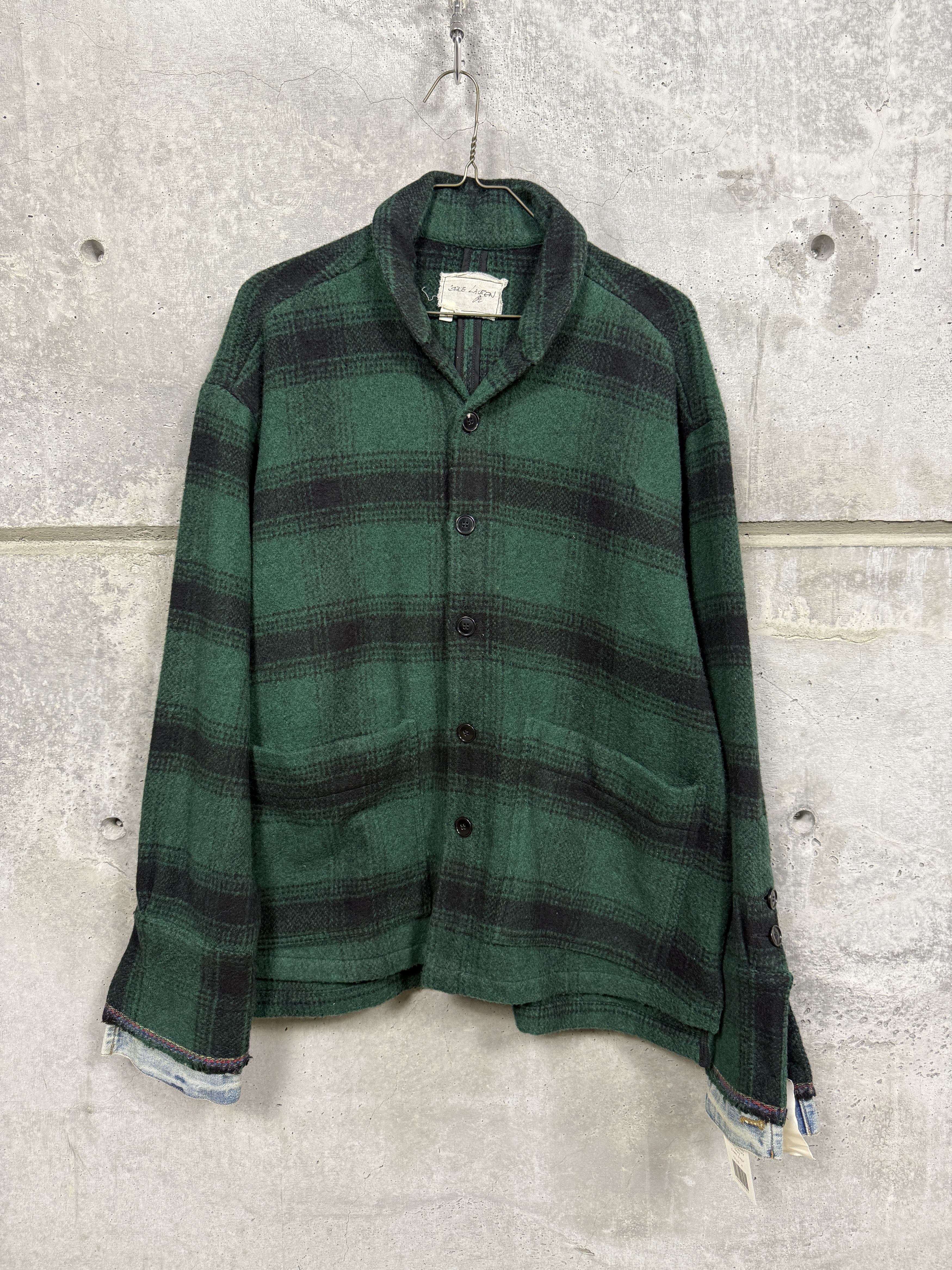 Greg Lauren $1200 Greg Lauren Green Plaid Shawl Collar Boxy Jacket Size US XL / EU 56 / 4 - 1 Thumbnail