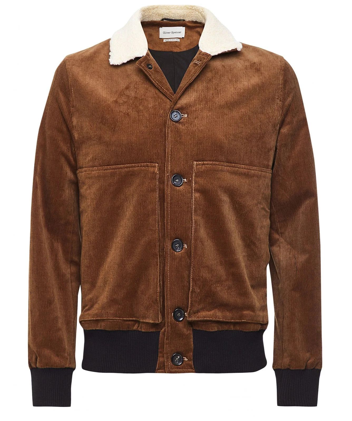 image of Oliver Spencer Corduroy Penton Linfield Jacket in Heather Brown Orange, Men's (Size XL)