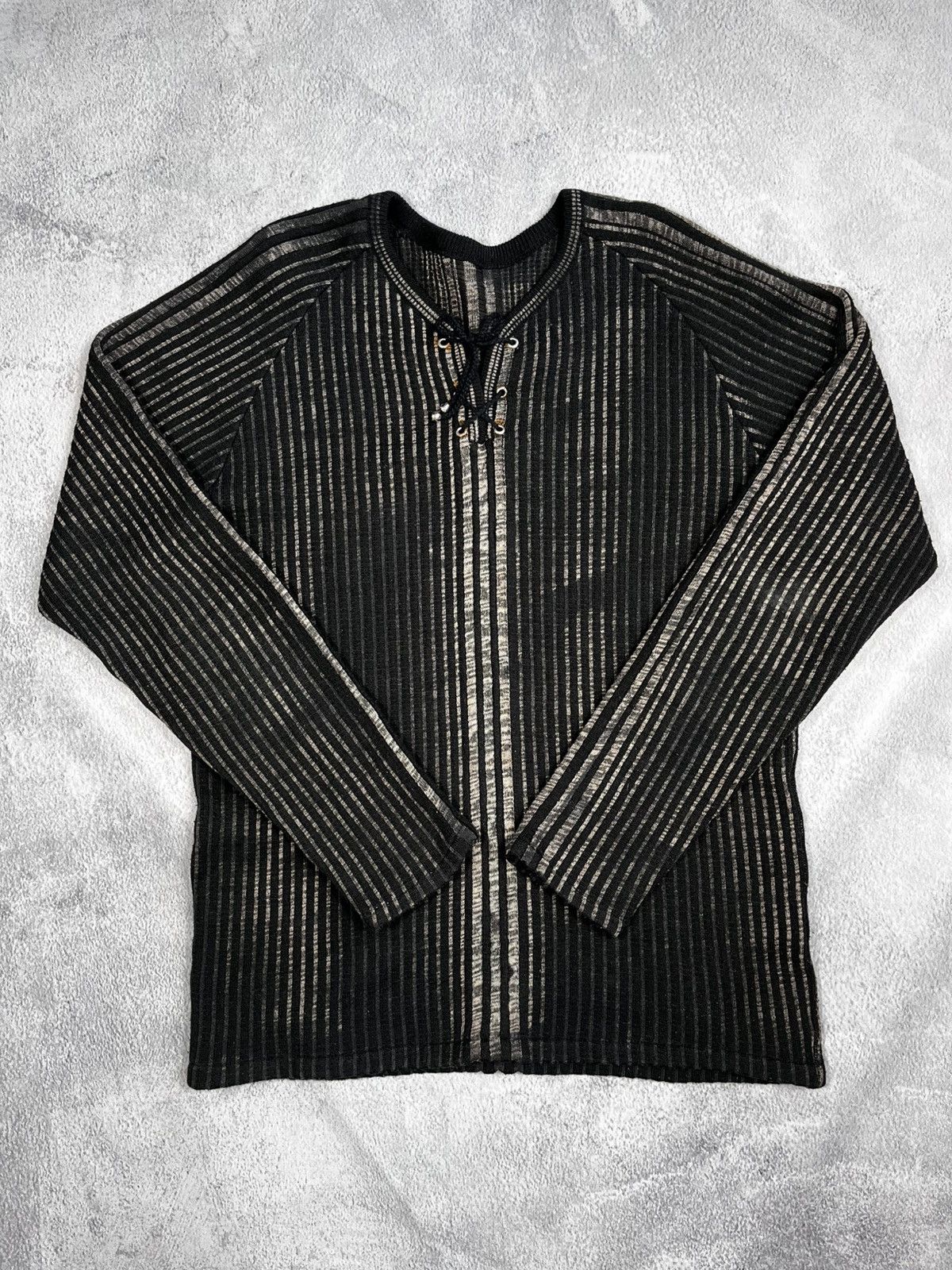 Japanese Brand × Vintage Vintage Y2K faded ribbed 00s style 1/4 sweater streetwear Size US L / EU 52-54 / 3 - 1 Thumbnail