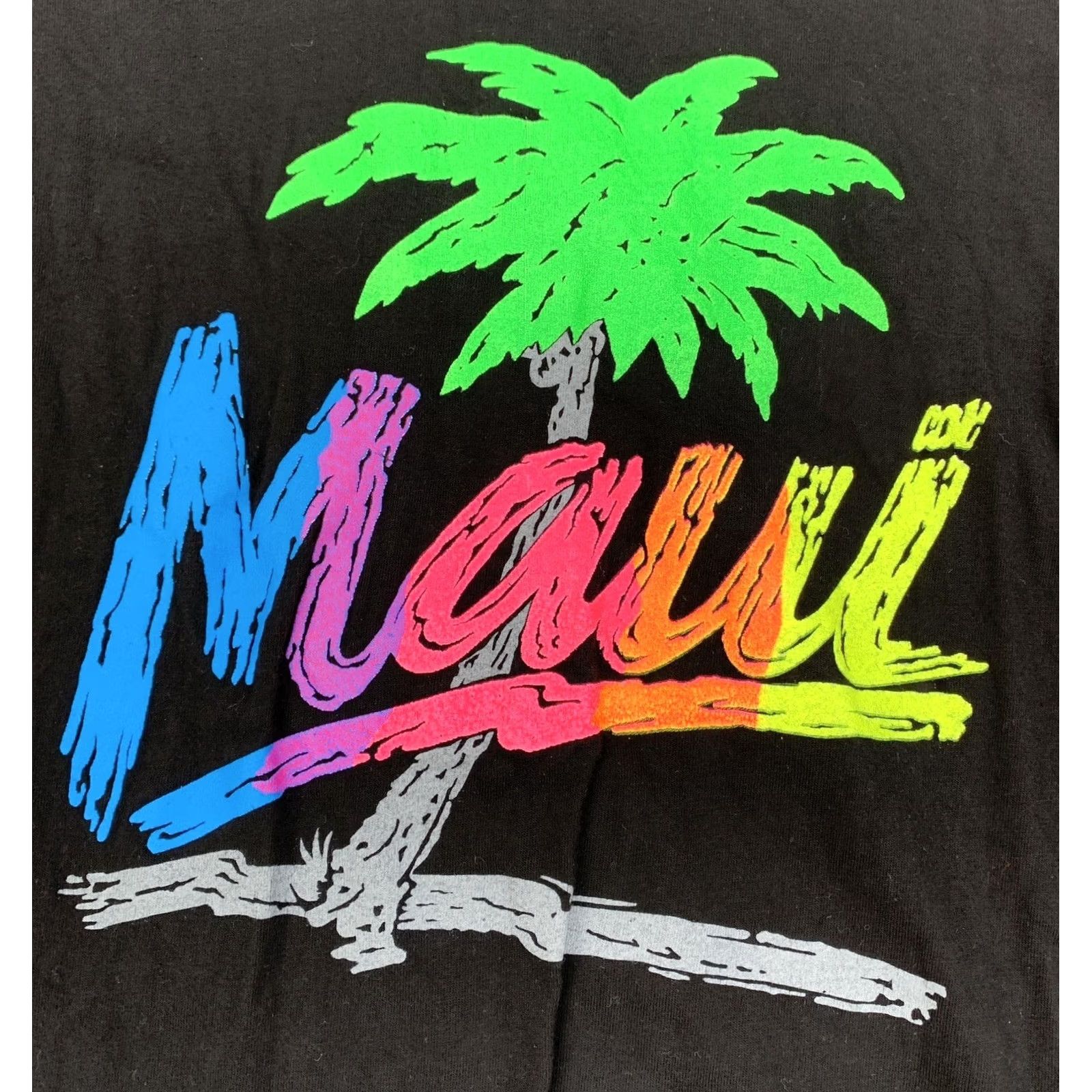 Vintage VINTAGE American Heavyweight Maui T Shirt Black XL Short Sleeve Cotton 1980s 1990s Hawaiian Tropical Graphic Cracking Heavyweight Mens Shirt Size US XL / EU 56 / 4 - 3 Thumbnail