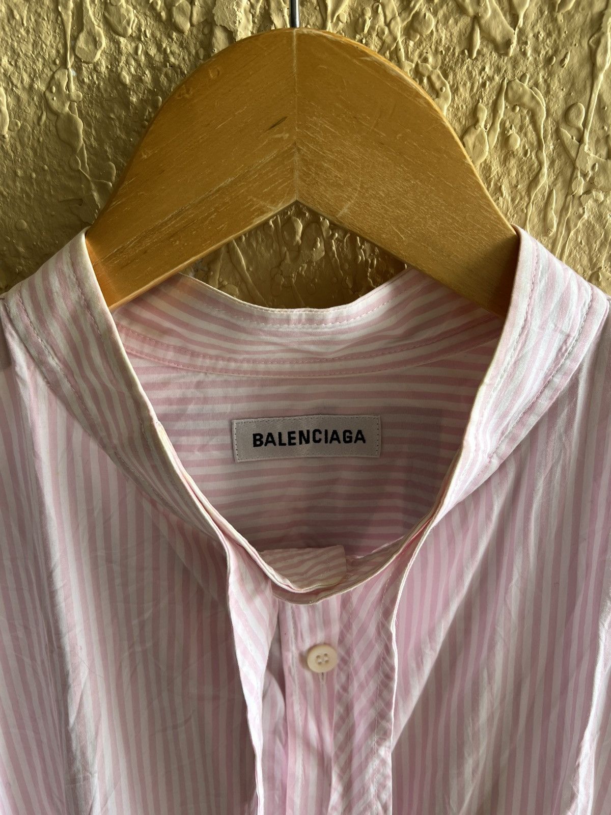 Balenciaga New Swing Stripe Back Logo Button Down Shirt