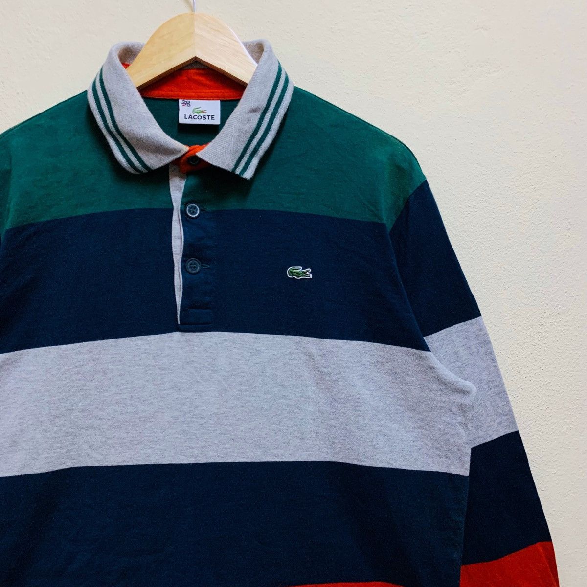 Lacoste × Vintage Vintage LACOSTE STRIPE MULTICOLOUR Longsleeve Polo Shirt Size US L / EU 52-54 / 3 - 3 Thumbnail