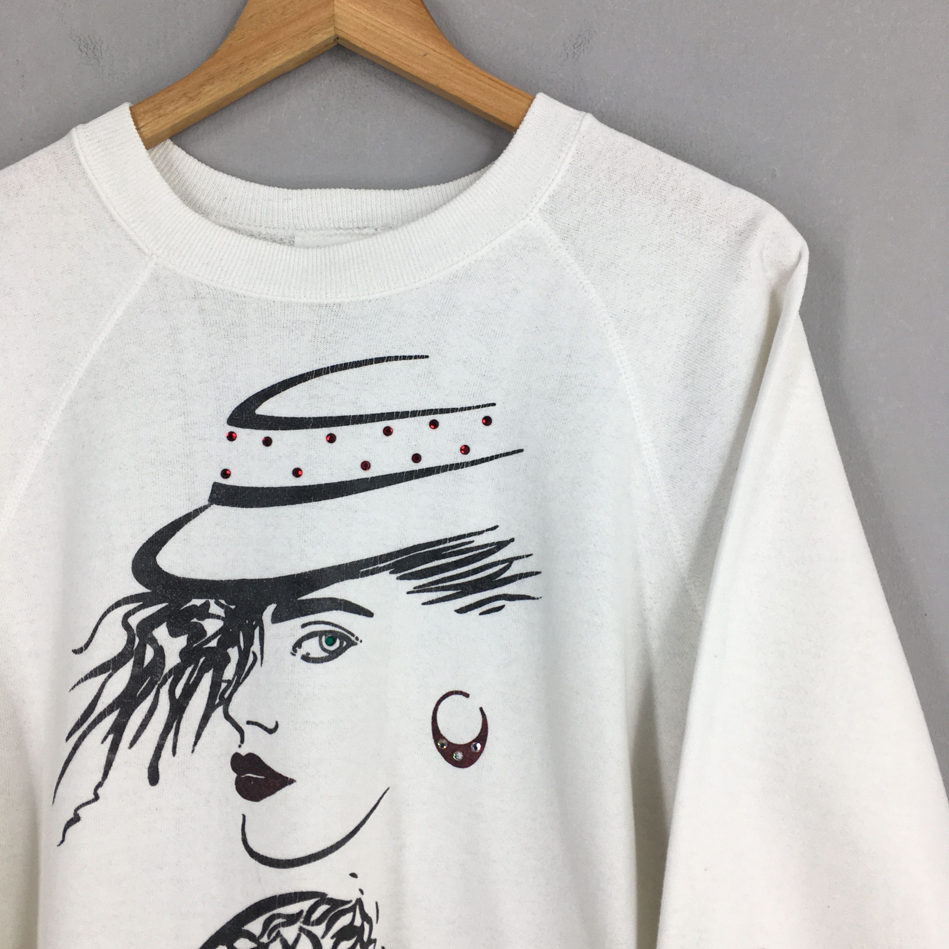 Vintage Vintage 90s Pop Art Girls Painting White Sweatshirt Large Size US L / EU 52-54 / 3 - 2 Thumbnail