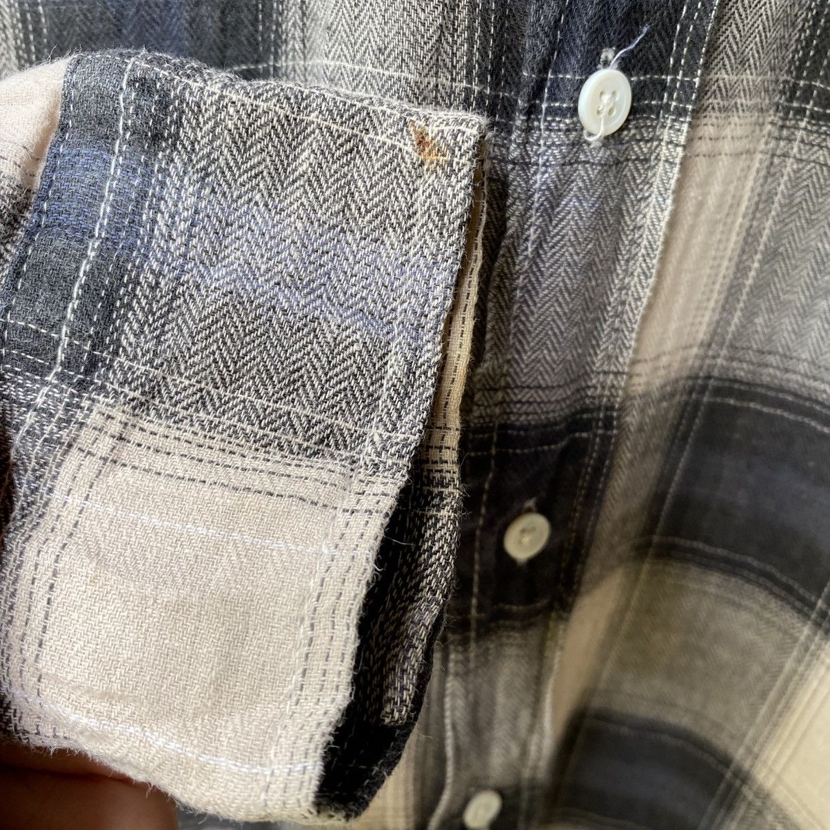 Balmain BALMAIN Gray-Black Plaid Ruffle Sleeve Shirt Size M / US 6-8 / IT 42-44 - 8 Thumbnail
