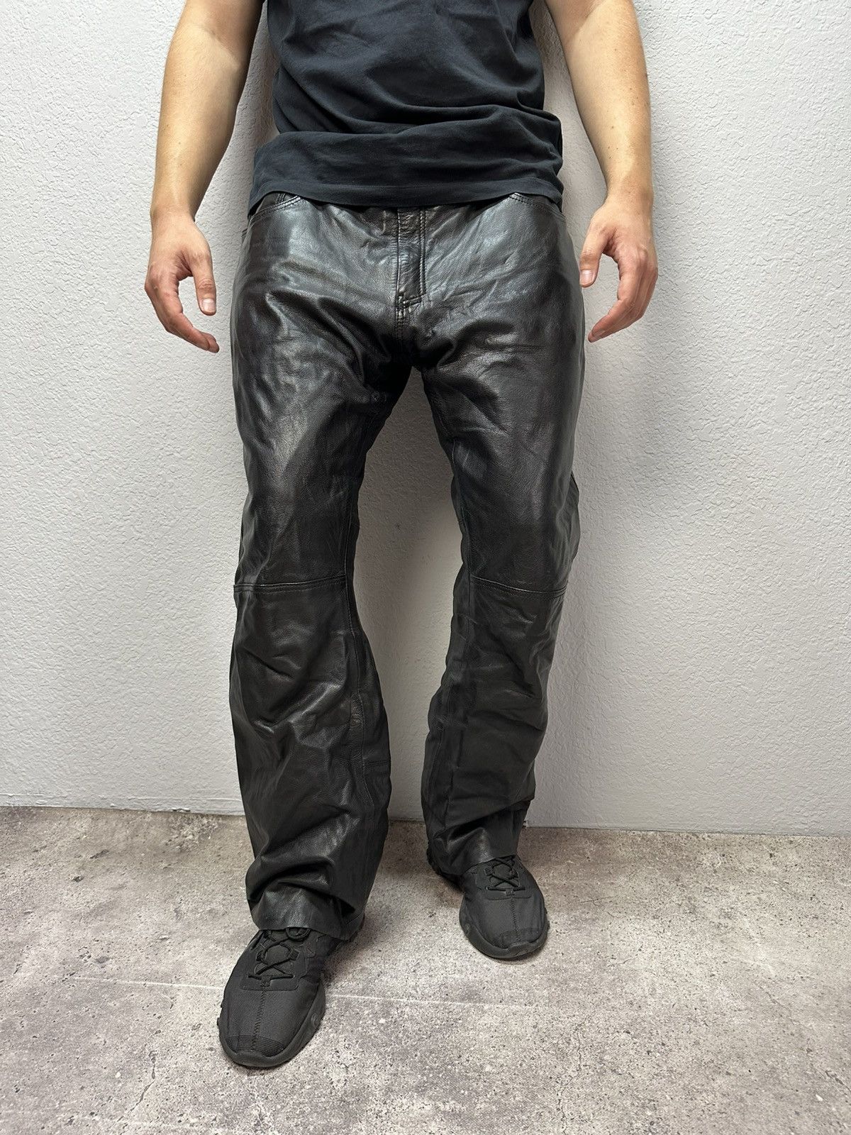 Leather Vintage Spirit Motors by Polo Leather Pants Black Riding Y2K Size US 36 / EU 52 - 4 Thumbnail
