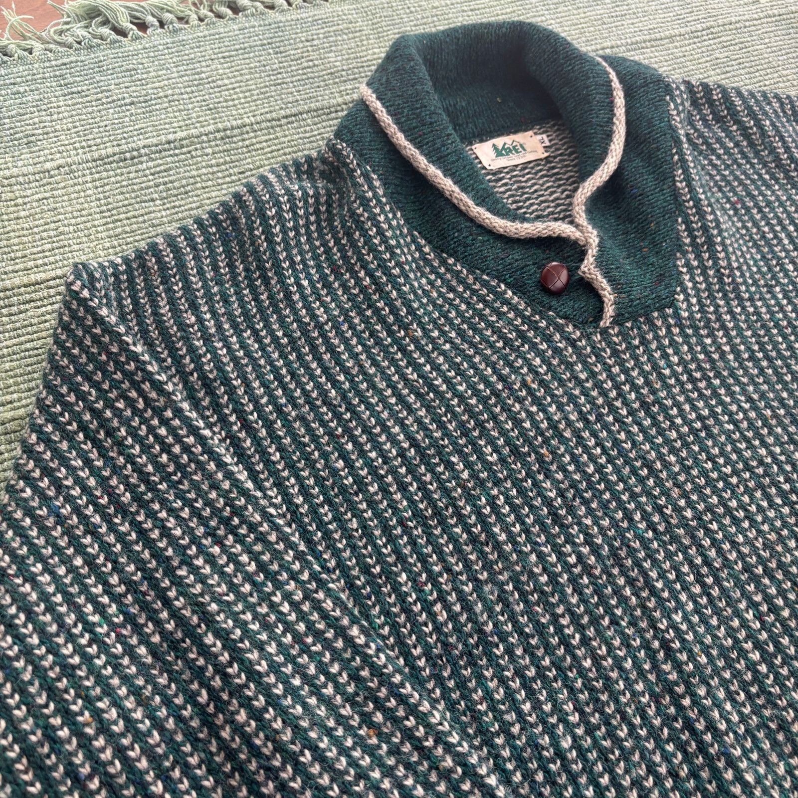 Rei × Vintage Vintage 1980s REI Wool Shawl Collar Gray Sweater Sz XL Size US L / EU 52-54 / 3 - 4 Thumbnail