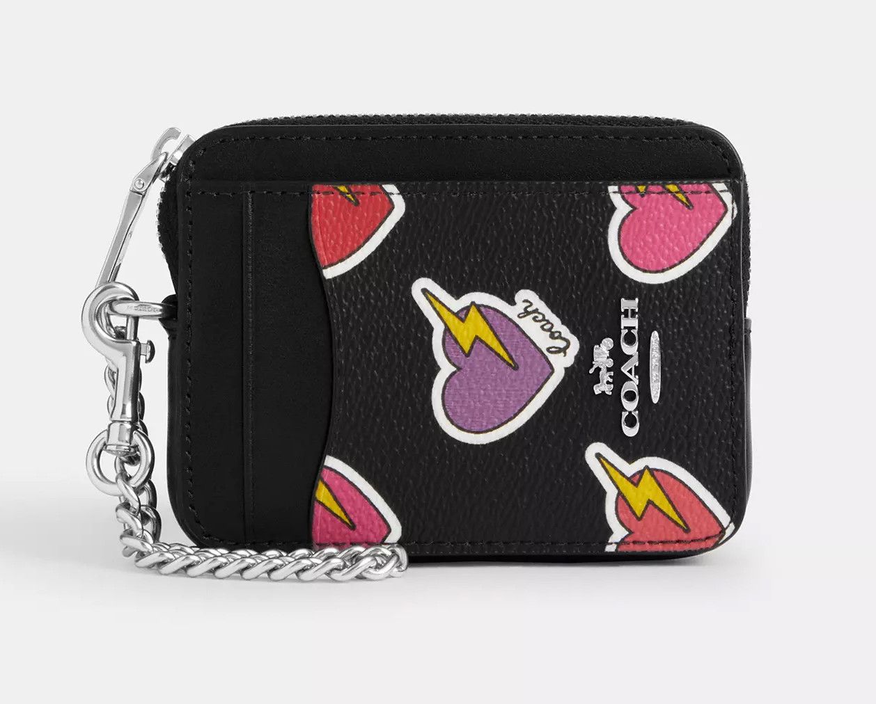 Coach Zip Card Case With Heart Bolt Print CW453 Size ONE SIZE - 2 Thumbnail