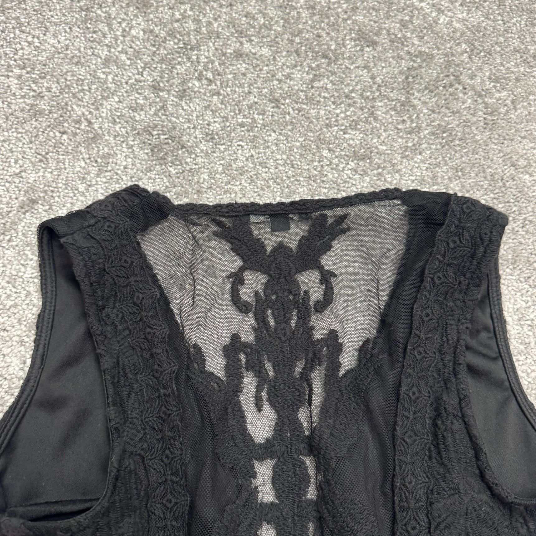 Vintage Wishlist Embroidered Lace Fit & Flare V-Neck Mini Dress Womens Small Black LBD Size S / US 4 / IT 40 - 6 Thumbnail