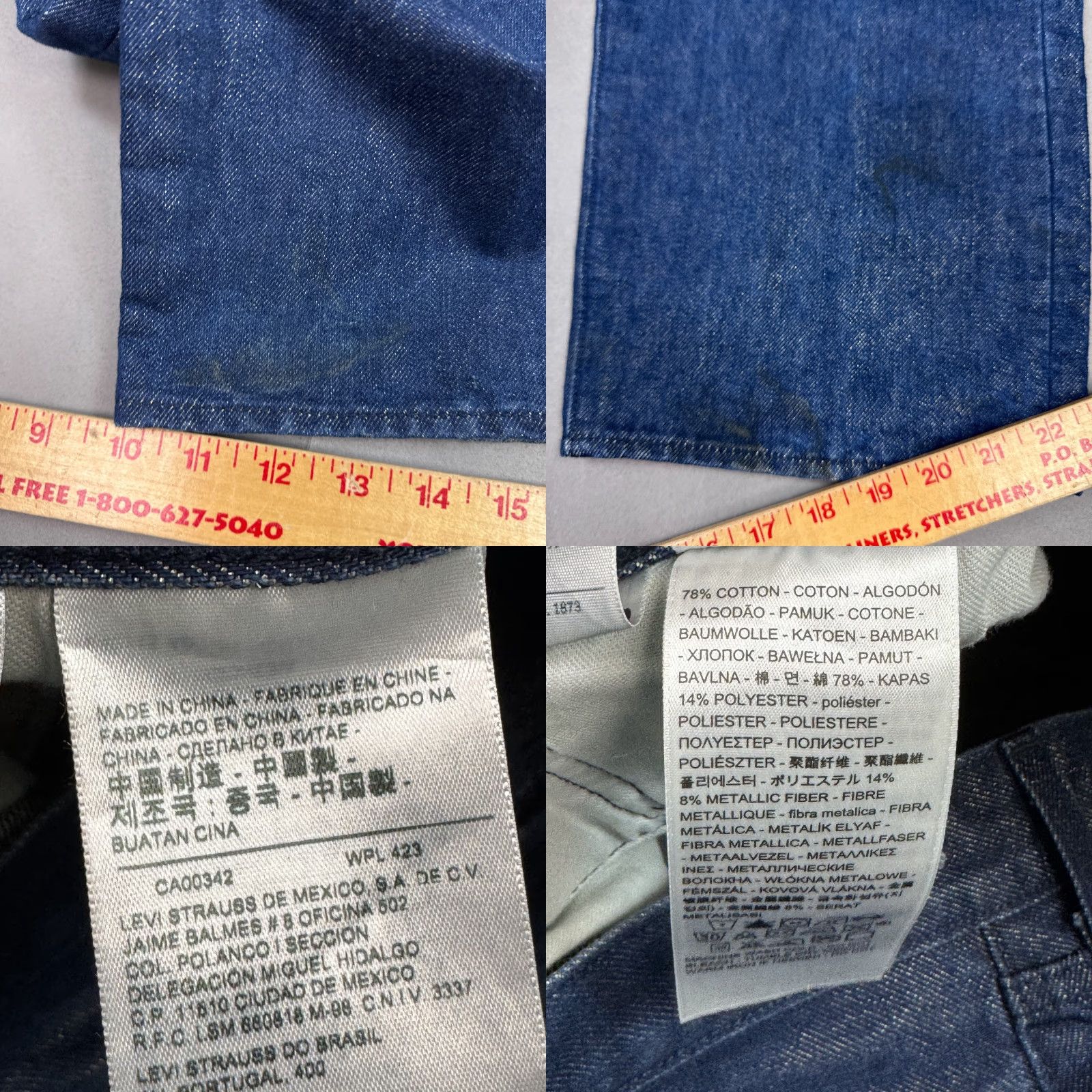 Levi's Levis 501 Jeans Mens 36x30 Blue Gold Metallic Denim Pants Button Fly Tag38x32 Size US 38 / EU 54 - 8 Thumbnail